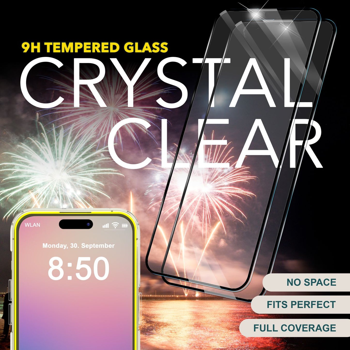 Protecție completă NALIA ArmorGlassX - duritate 9H, sticlă 2x rezistentă, iPhone 16