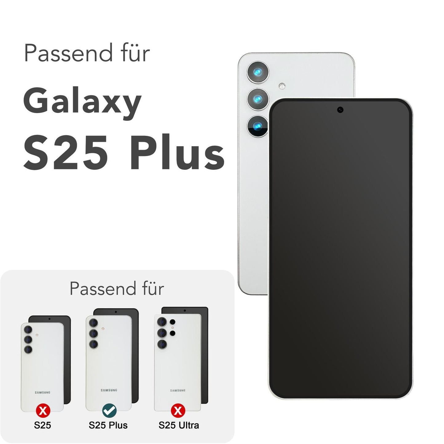 NALIA ArmorGlassX, folie de protecție pentru ecran Crystal Clear pentru Galaxy S25 Plus - duritate 9H, 2x sticlă de protecție, cu ramă