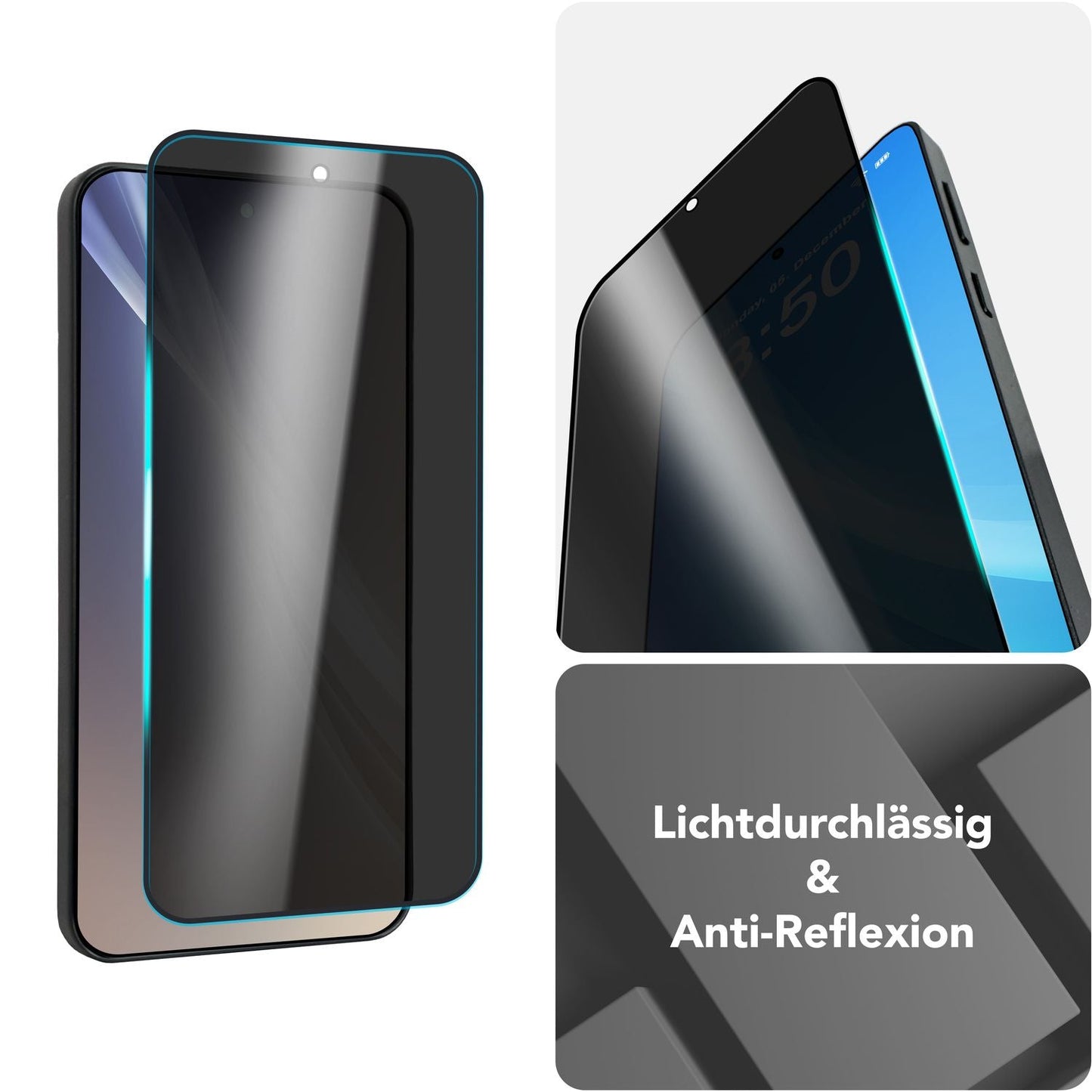 NALIA AntiSpyX Samsung Galaxy S25 Glas Blickschutz - Dicke 0,33 mm Härte 9H Oleophob