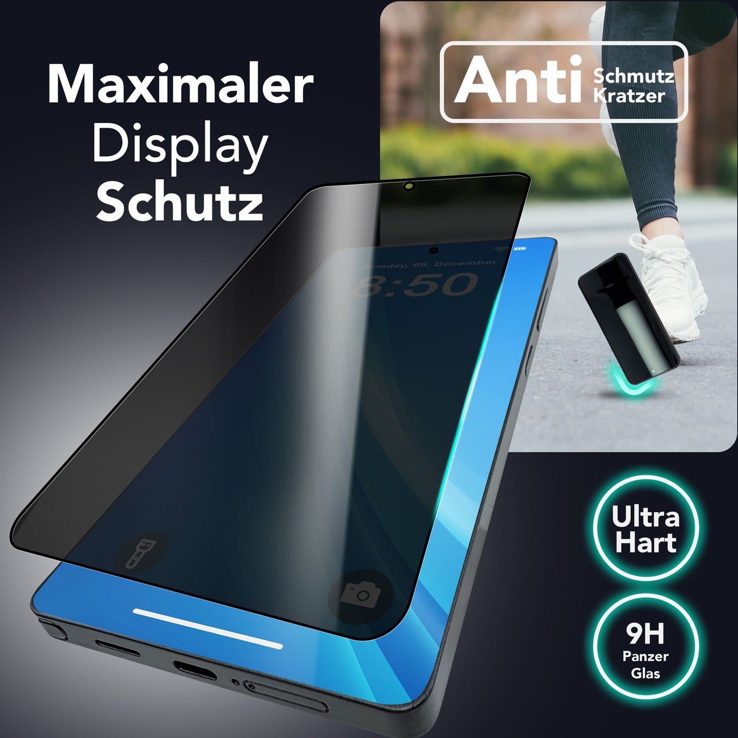 NALIA AntiSpyX Galaxy S25 Ultra Glas Privacy Schutzglas - Blickschutz 9H Härte 0,33 mm