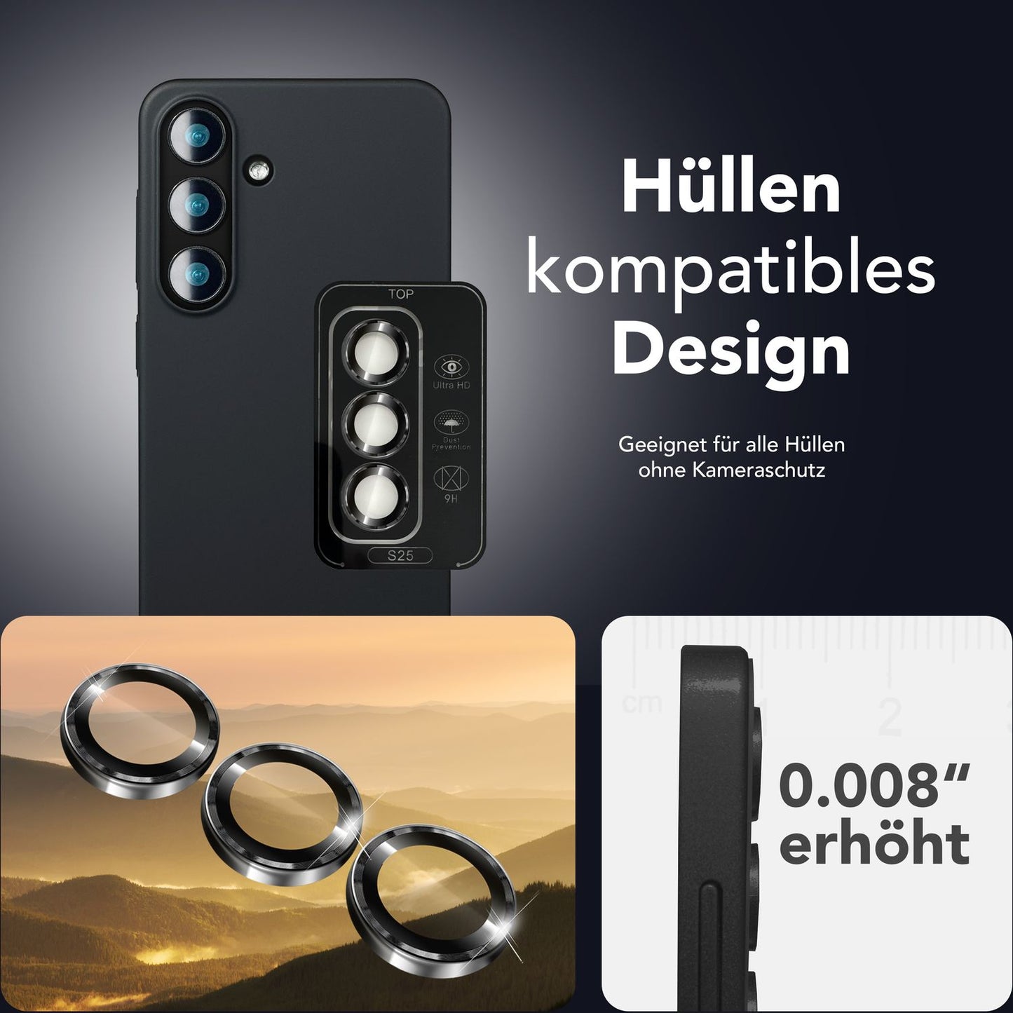 NALIA Focus.Pro CLX - Reflexionsfreier Kameraschutz 9H Härte, 3er Pack, Für Rückkamera