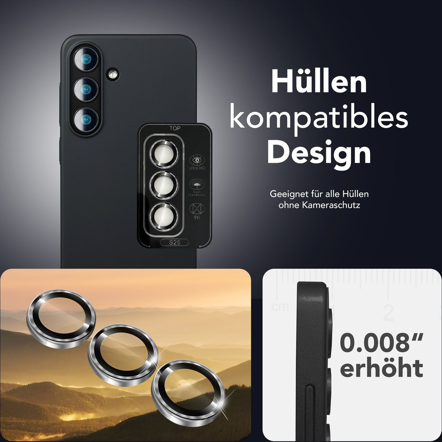 NALIA Focus.Pro CLX - Reflexionsfreier Kameraschutz 9H Härte, 3er Pack, Für Rückkamera