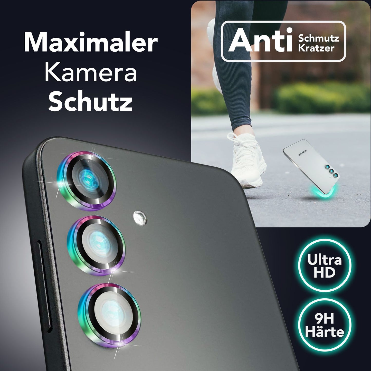 NALIA Focus.Pro CLX - Reflexionsfreier Kameraschutz 9H Härte, 3er Pack, Für Rückkamera