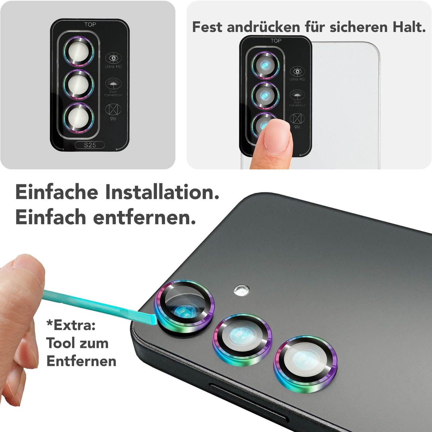 NALIA Focus.Pro CLX - Reflexionsfreier Kameraschutz 9H Härte, 3er Pack, Für Rückkamera
