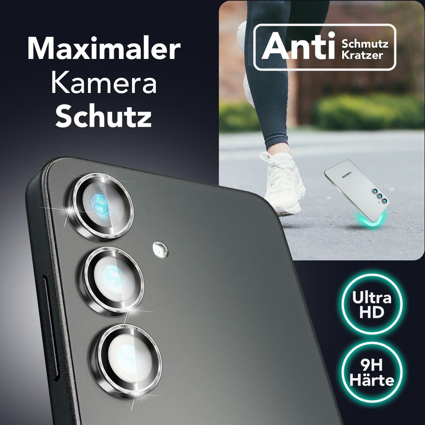 NALIA Focus.Pro CLX - Reflexionsfreier Kameraschutz 9H Glas 3er
