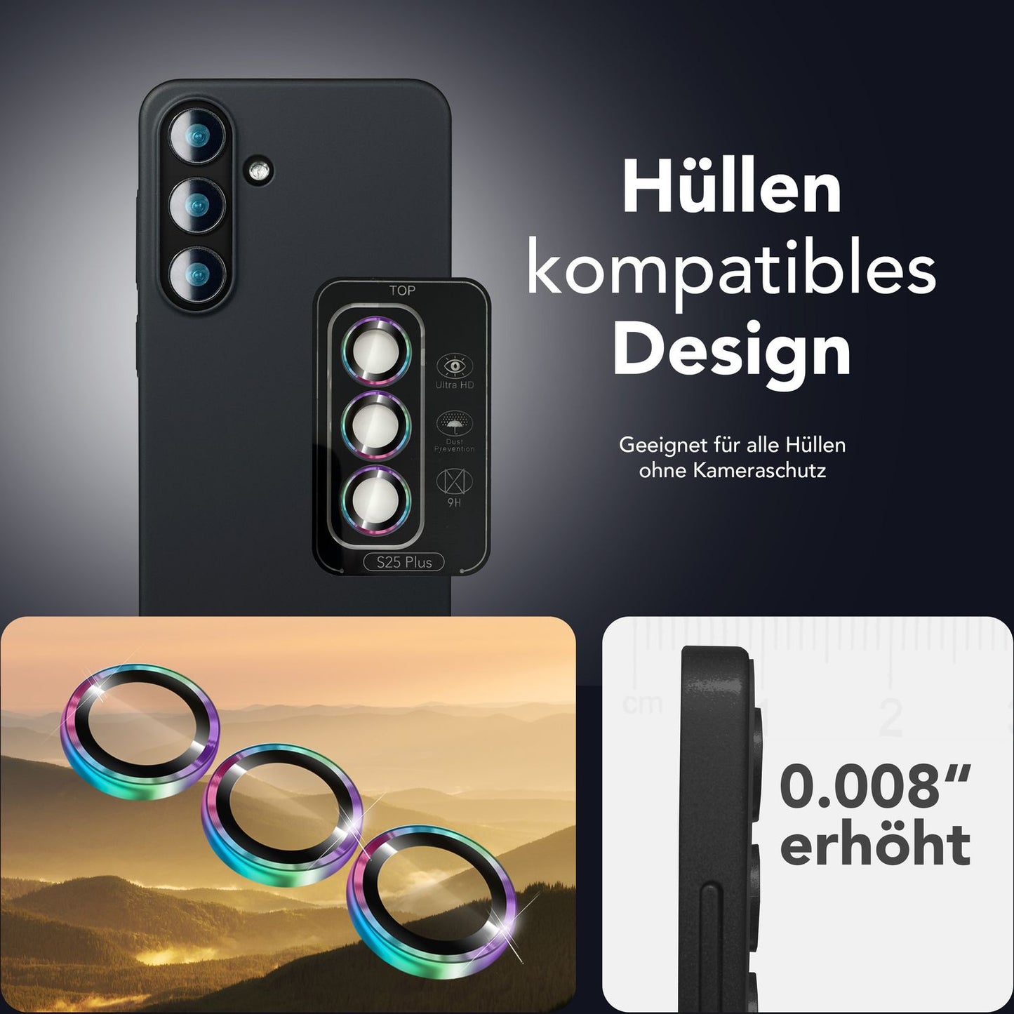 NALIA Focus.Pro CLX - Reflexionsfreier Kameraschutz 9H Glas 3er