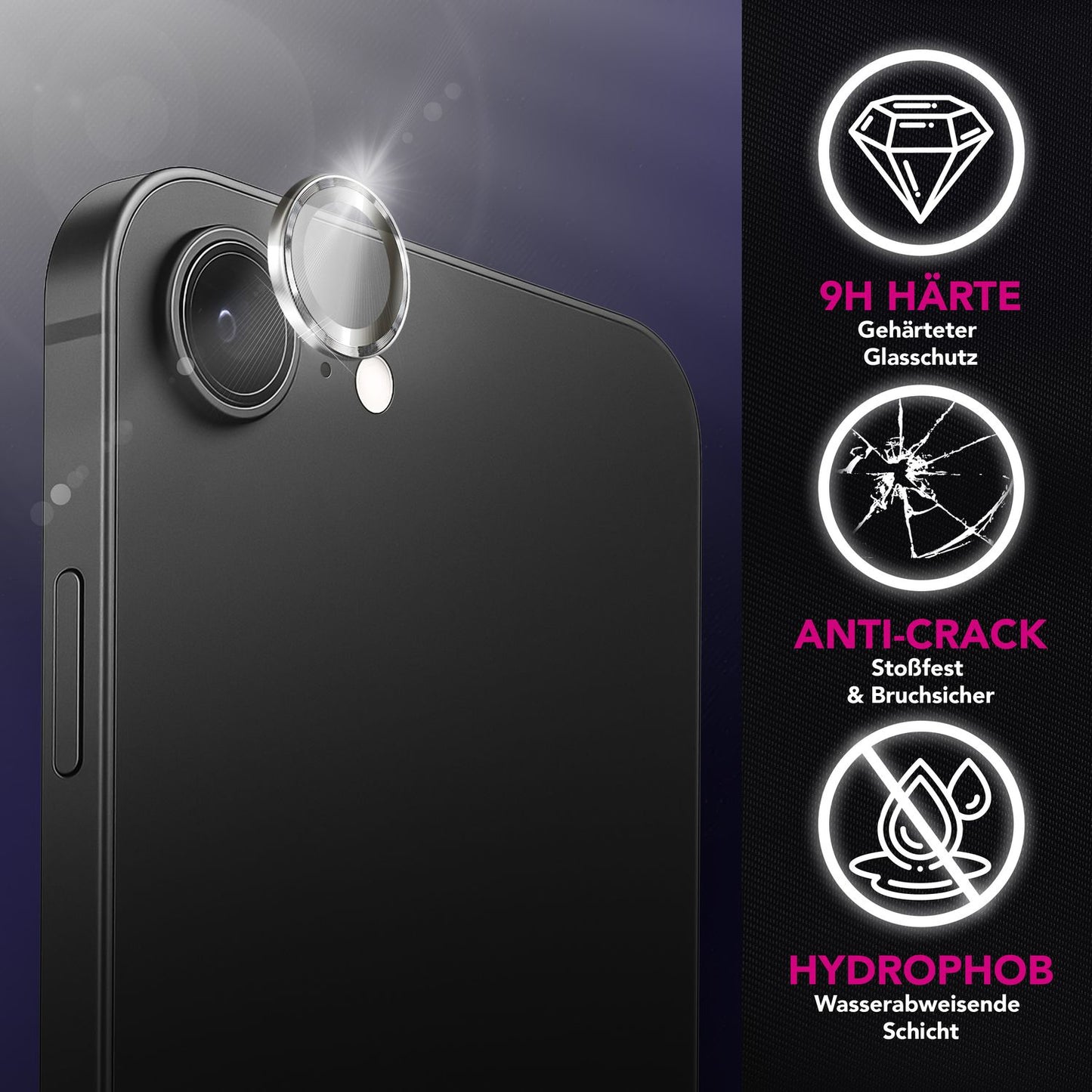 NALIA Focus.Pro CLX Kamera Schutzglas Ultra-Klar - 9H Härte, Anti-Reflex Ring, Hüllen-Kompatibel