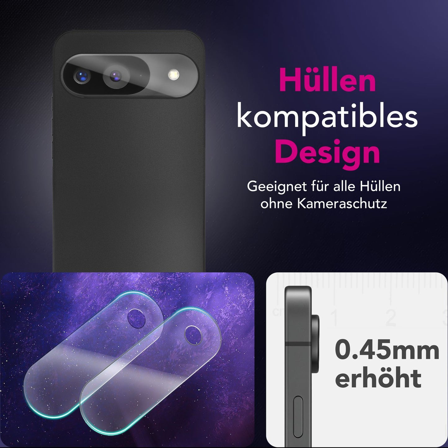 NALIA Focus.X2 MAX Kameraschutz für Google Pixel 9 – 2x Kamera Schutzglas, Transparent & Kratzresistent, Vollständige Objektiv-Abdeckung, Hüllen-kompatibel, 9H Härte, Oleophob