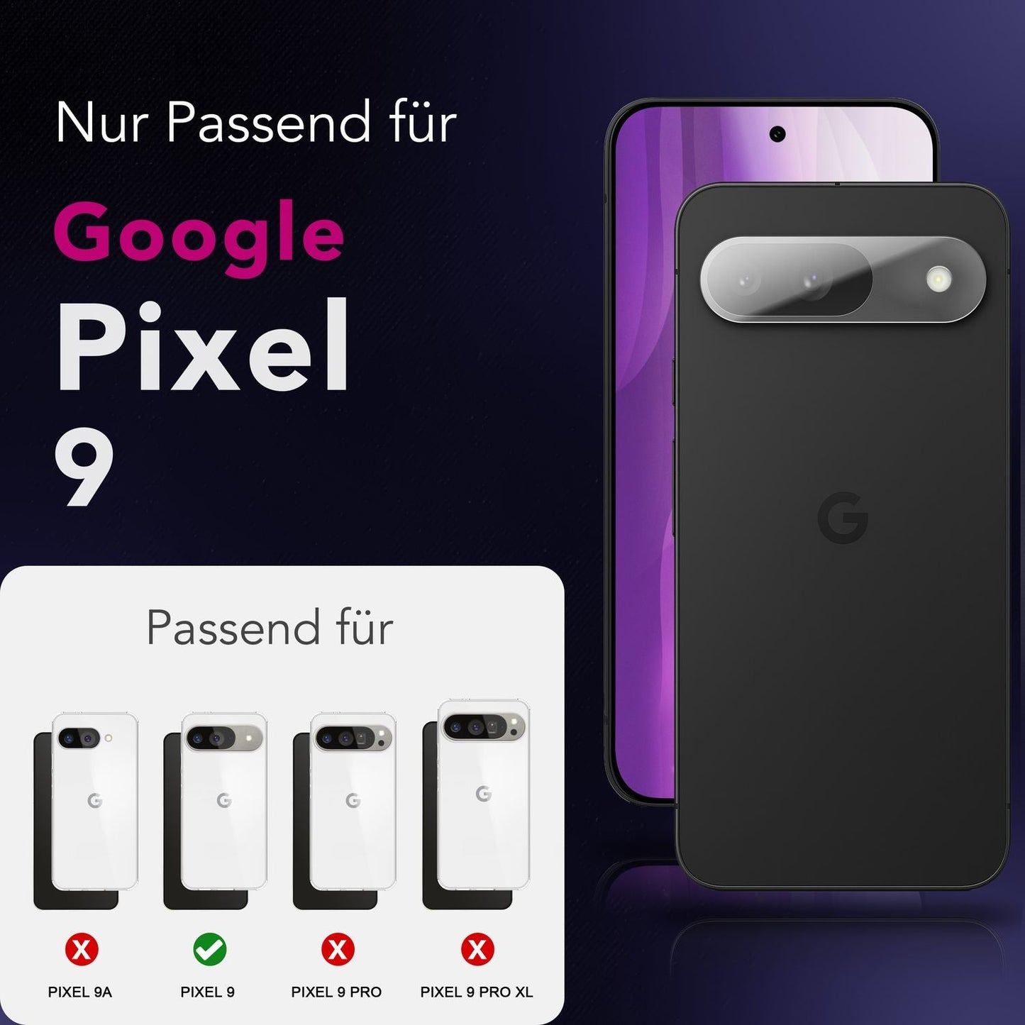 NALIA Focus.X2 MAX Kameraschutz für Google Pixel 9 – 2x Kamera Schutzglas, Transparent & Kratzresistent, Vollständige Objektiv-Abdeckung, Hüllen-kompatibel, 9H Härte, Oleophob