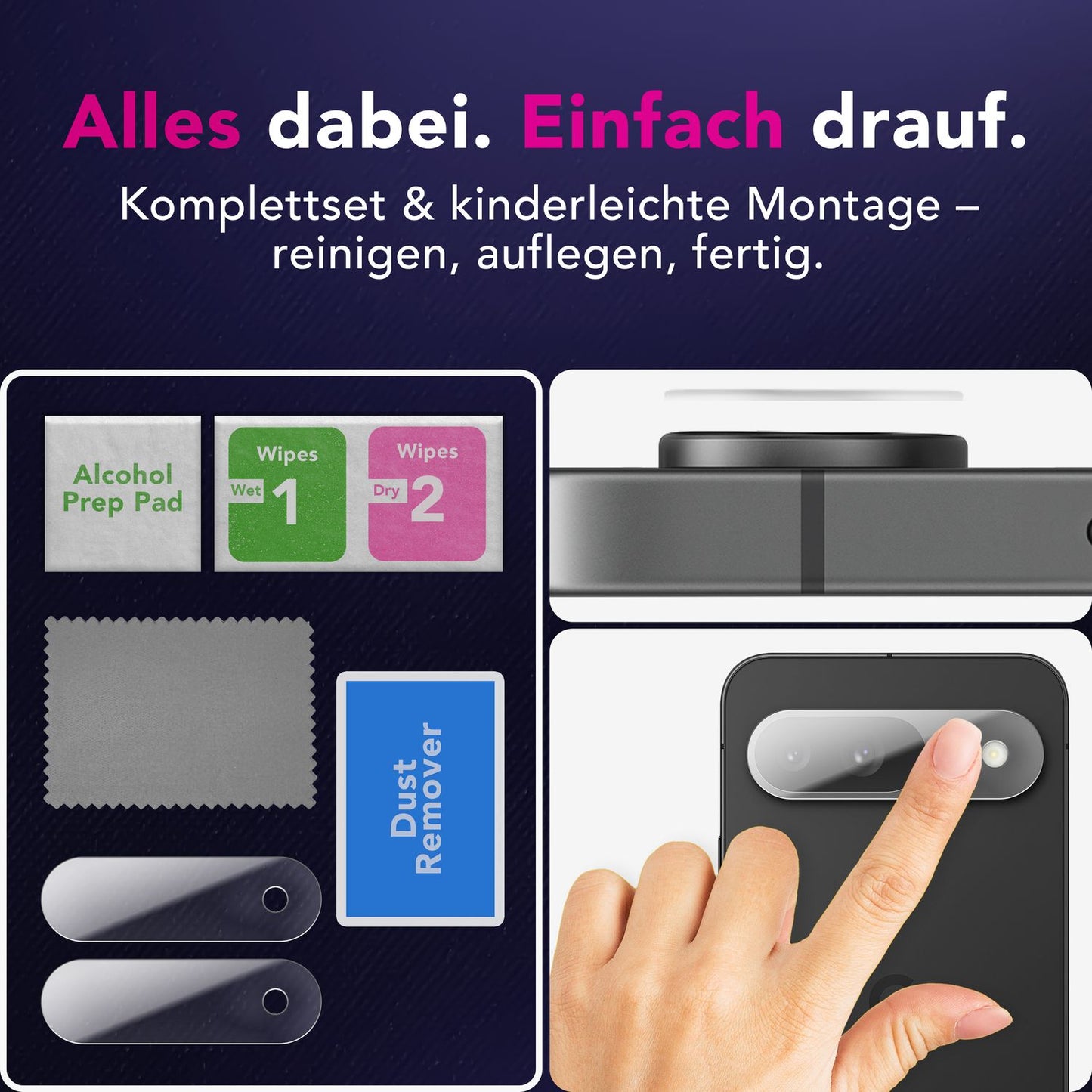 NALIA Focus.X2 MAX Kameraschutz für Google Pixel 9 – 2x Kamera Schutzglas, Transparent & Kratzresistent, Vollständige Objektiv-Abdeckung, Hüllen-kompatibel, 9H Härte, Oleophob