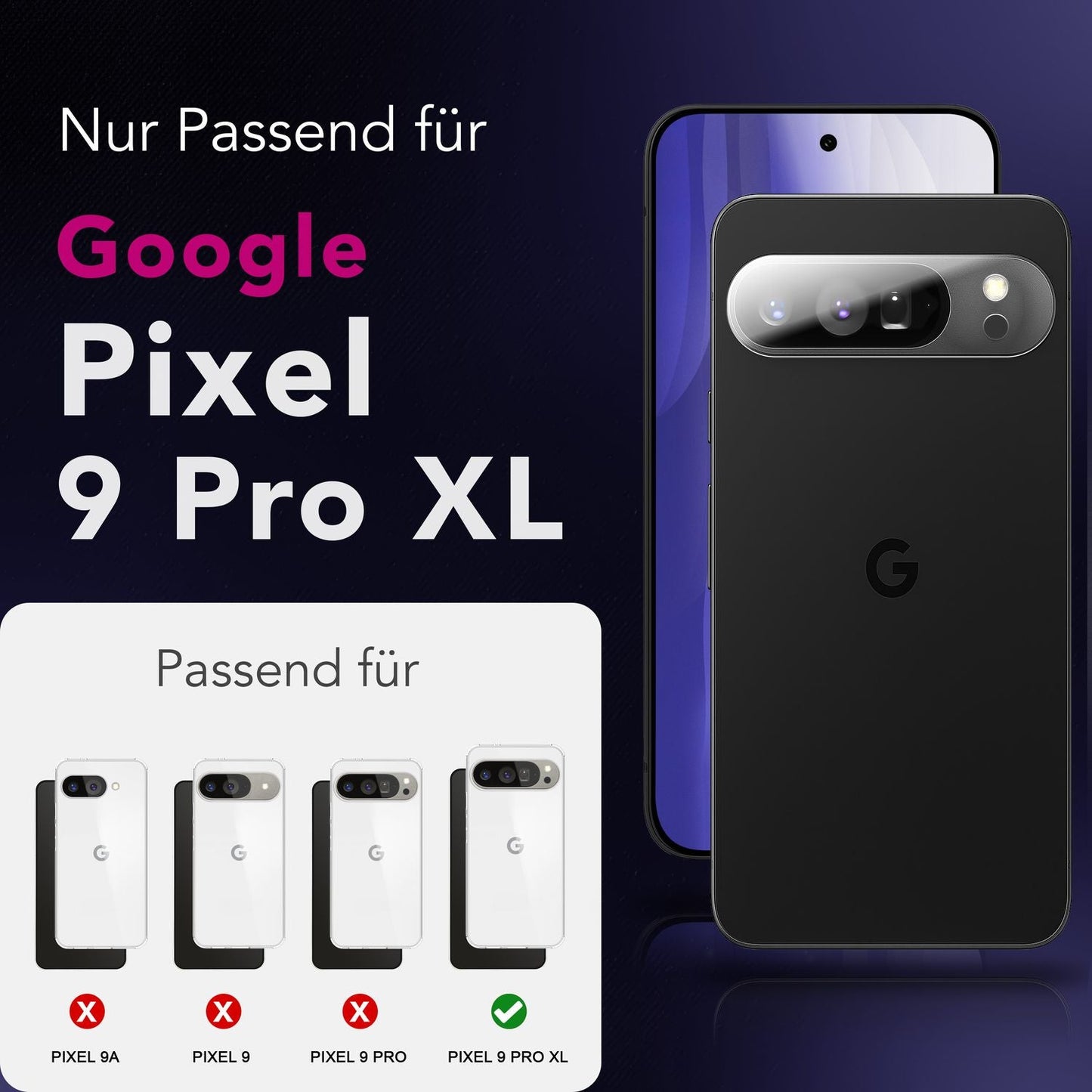 NALIA Focus.X2 MAX Kameraschutz Für Google Pixel 9 Pro XL - 9H Hartglas, Dicke 0,33mm, Vollständige Rückkamera Abdeckung