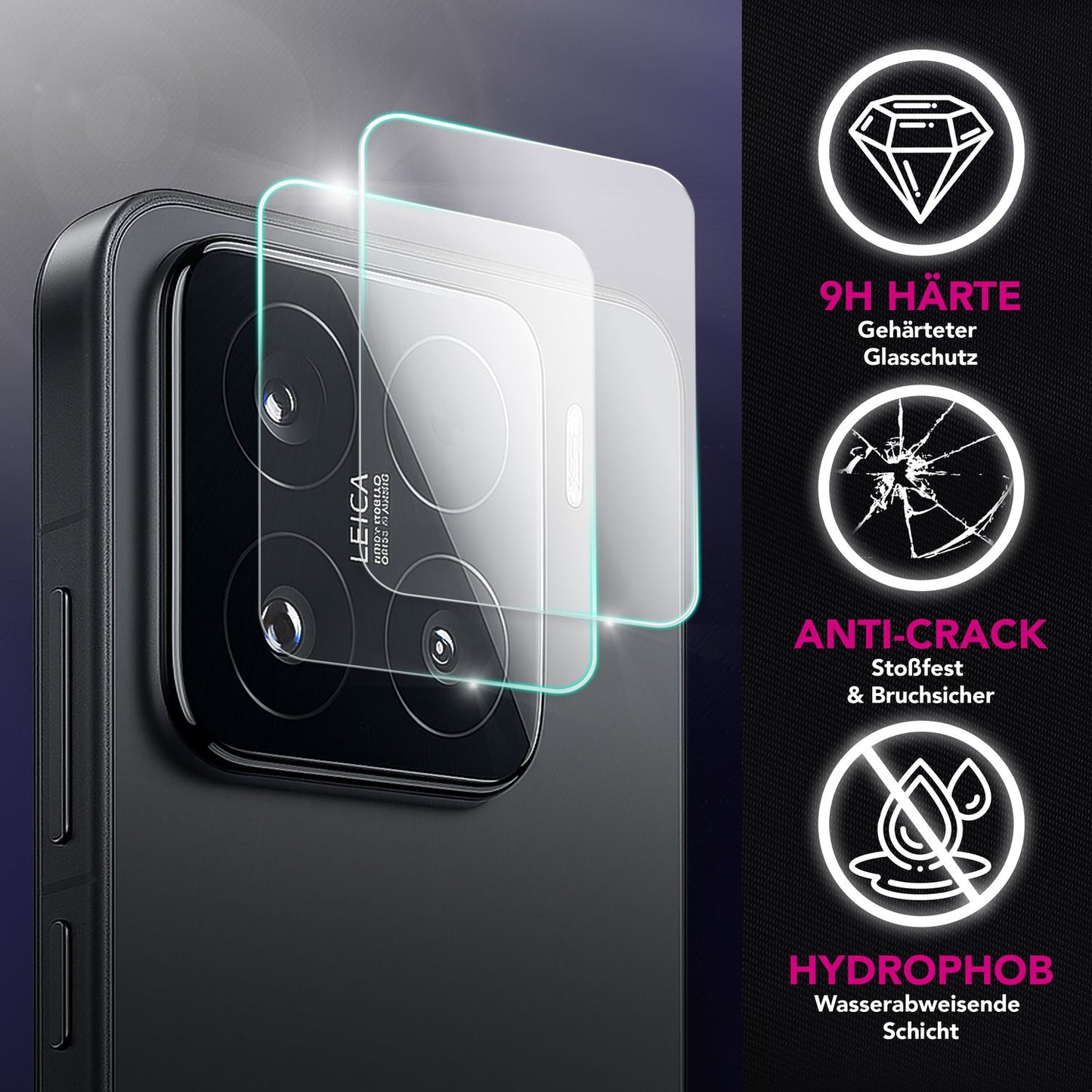 NALIA Focus.X2 MAX Kameraschutz Ultra-Klar Fettabweisend - 2x Glas, 9H Härte, Xiaomi 15 Kompatibel