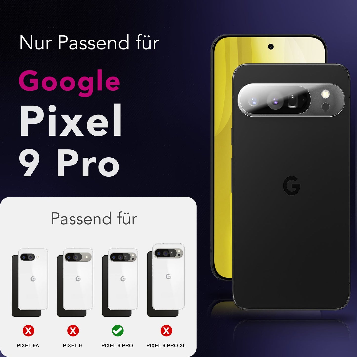 NALIA Focus.X2 MAX Kameraschutz für Google Pixel 9 Pro – 2x Kamera Schutzglas für Rückkamera, Kratzfeste Abdeckung mit 9H Härte, Ultra-Klar, Hüllenfreundlich, Anti-Schlieren