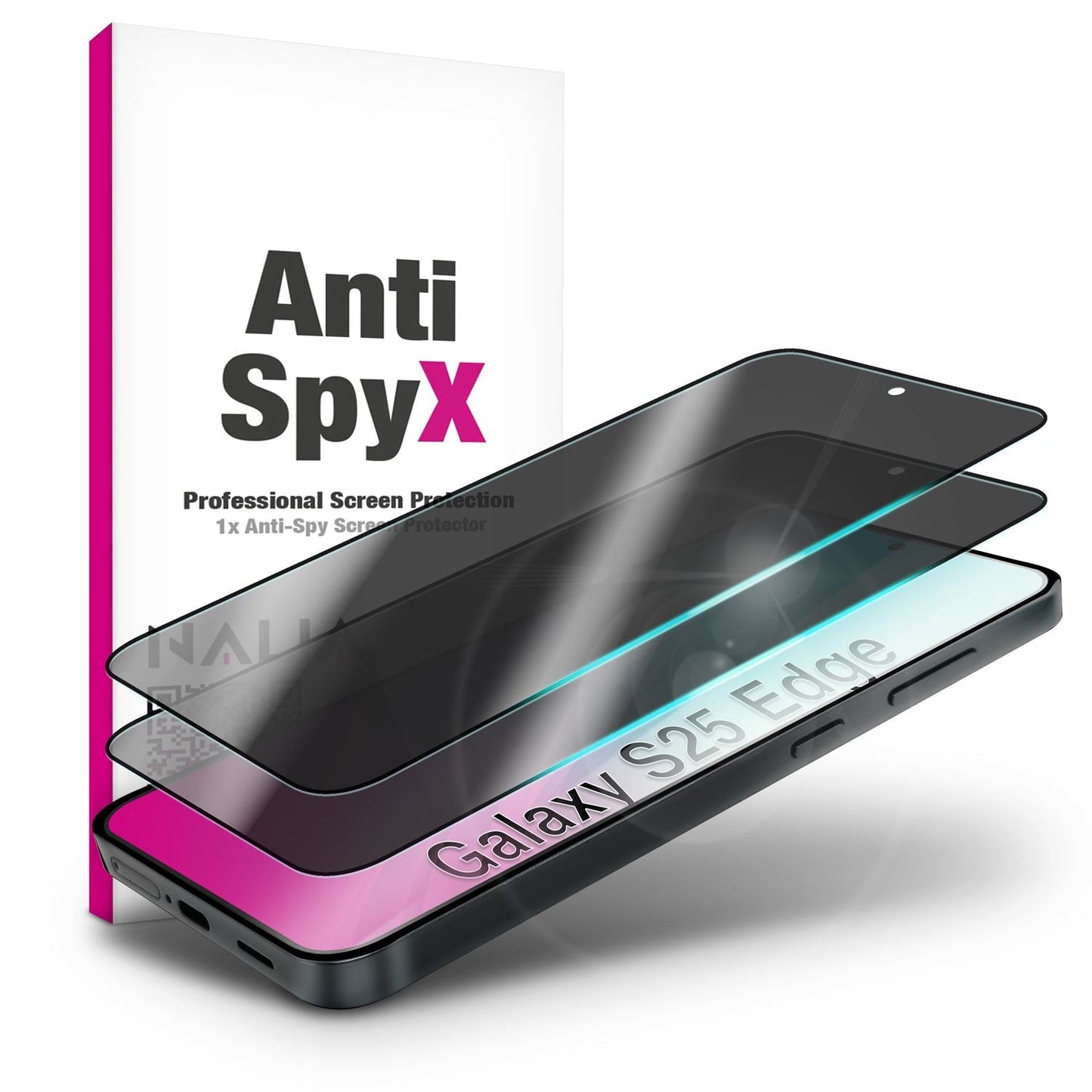Protector de ecran NALIA AntiSpyX pentru Samsung Galaxy S25 Edge - Duritate 9H, Sensibilitate tactilă, Anti-amprentă