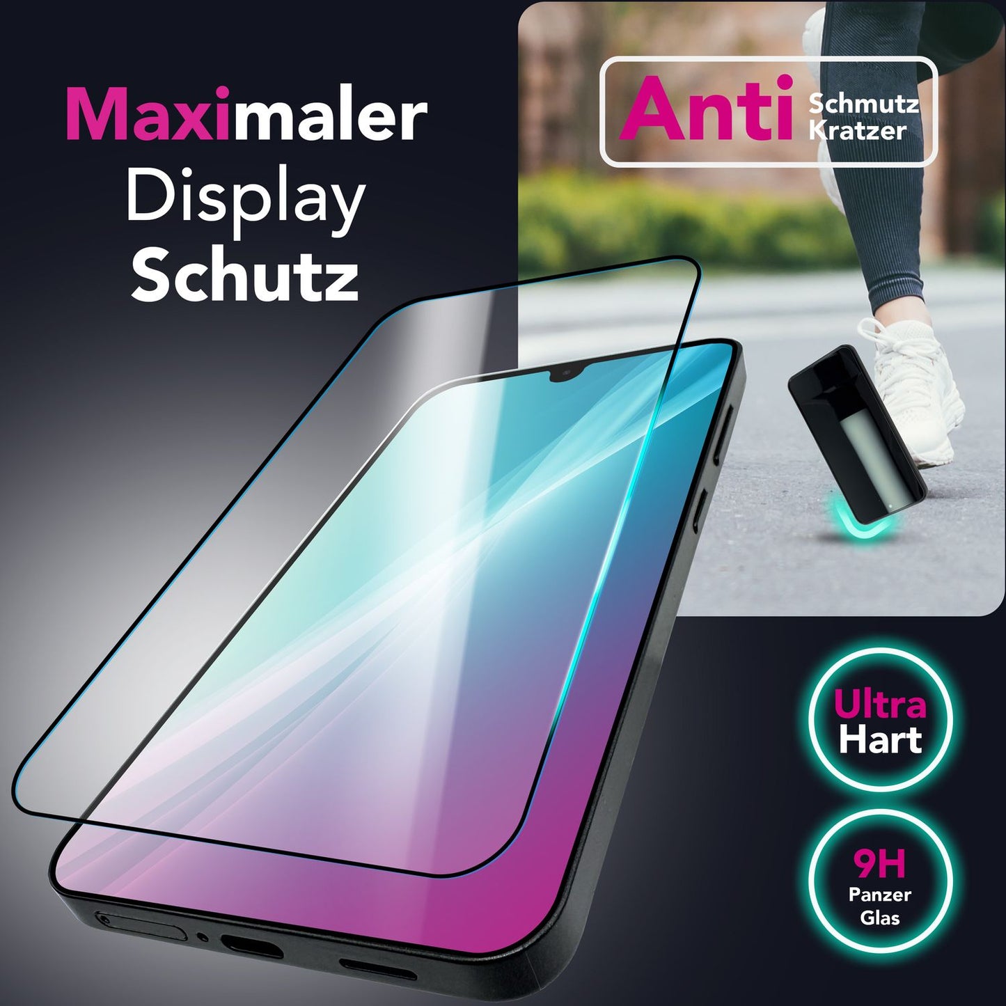 NALIA ArmorGlassX für Samsung Galaxy A26 Glas, Set 2x Schutzglas [9H], Hochtransparent mit schwarzem Rahmen, Touch Optimiert, Anti-Fingerprint, Kratzfest, Einfache Anbringung