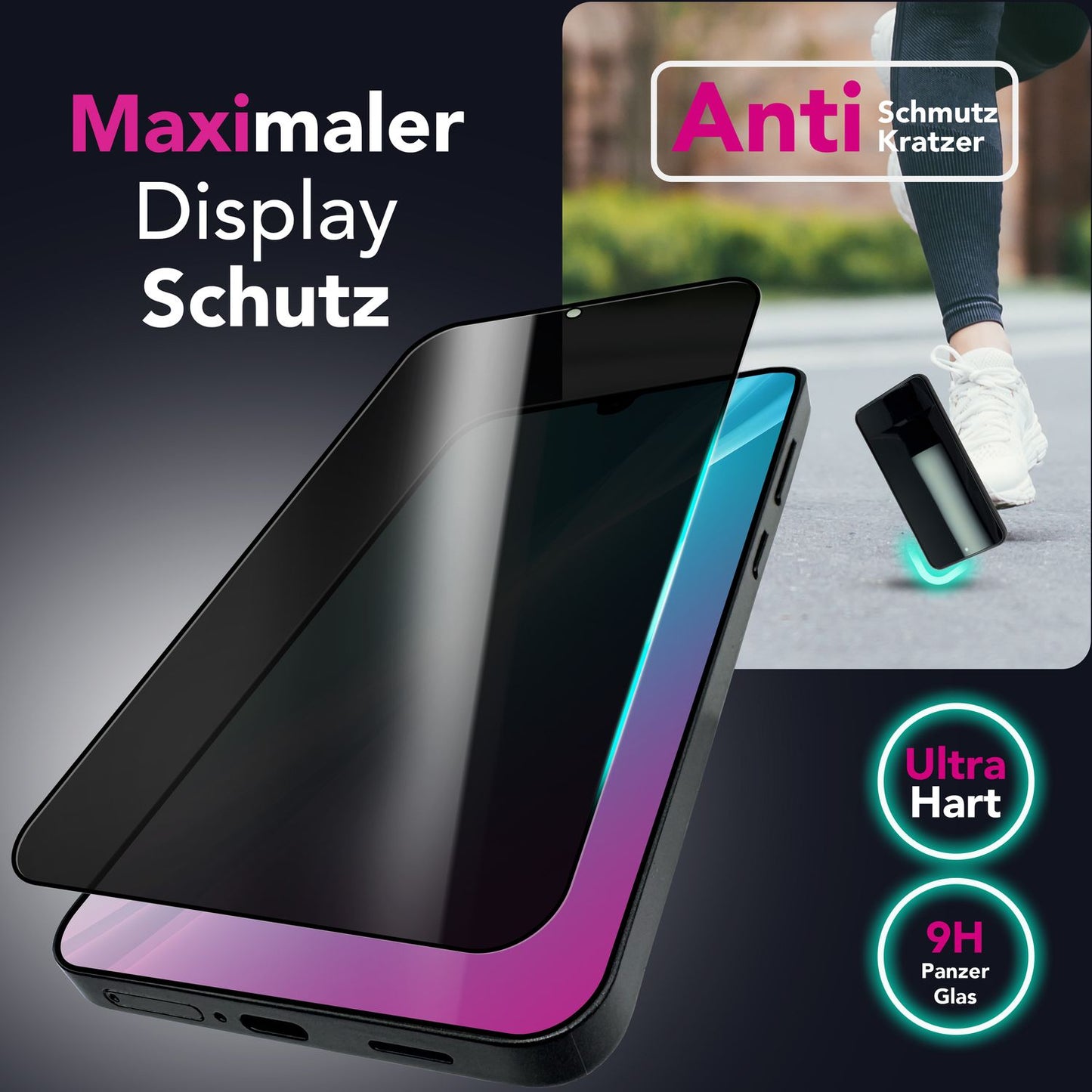 NALIA AntiSpyX für Samsung Galaxy A26 Glas, Gehärtetes Privacy Schutzglas [9H], Blickschutz gegen Seitenblicke, Anti-Kratz Displayschutz, Touchsensitiv, Anti-Fingerprint
