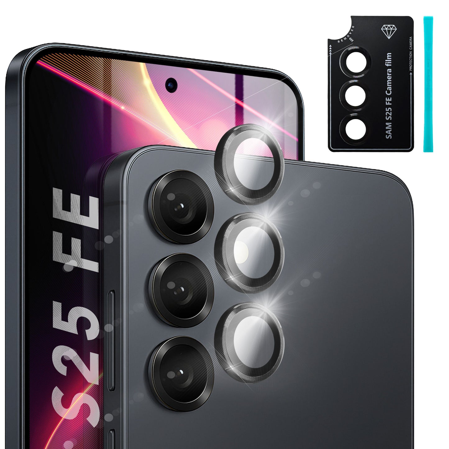 NALIA FocusPro CLX Kamera Glas - 9H Härte, Selbstklebend, Hüllenfreundlich Für Galaxy S25 FE