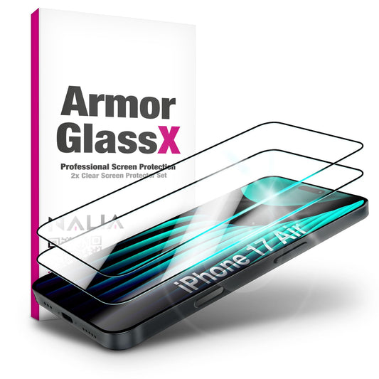 NALIA ArmorGlassX Ultra Klarer Displayschutz - 9H Härte, 2x Schutzgläser, Schwarzer Rahmen