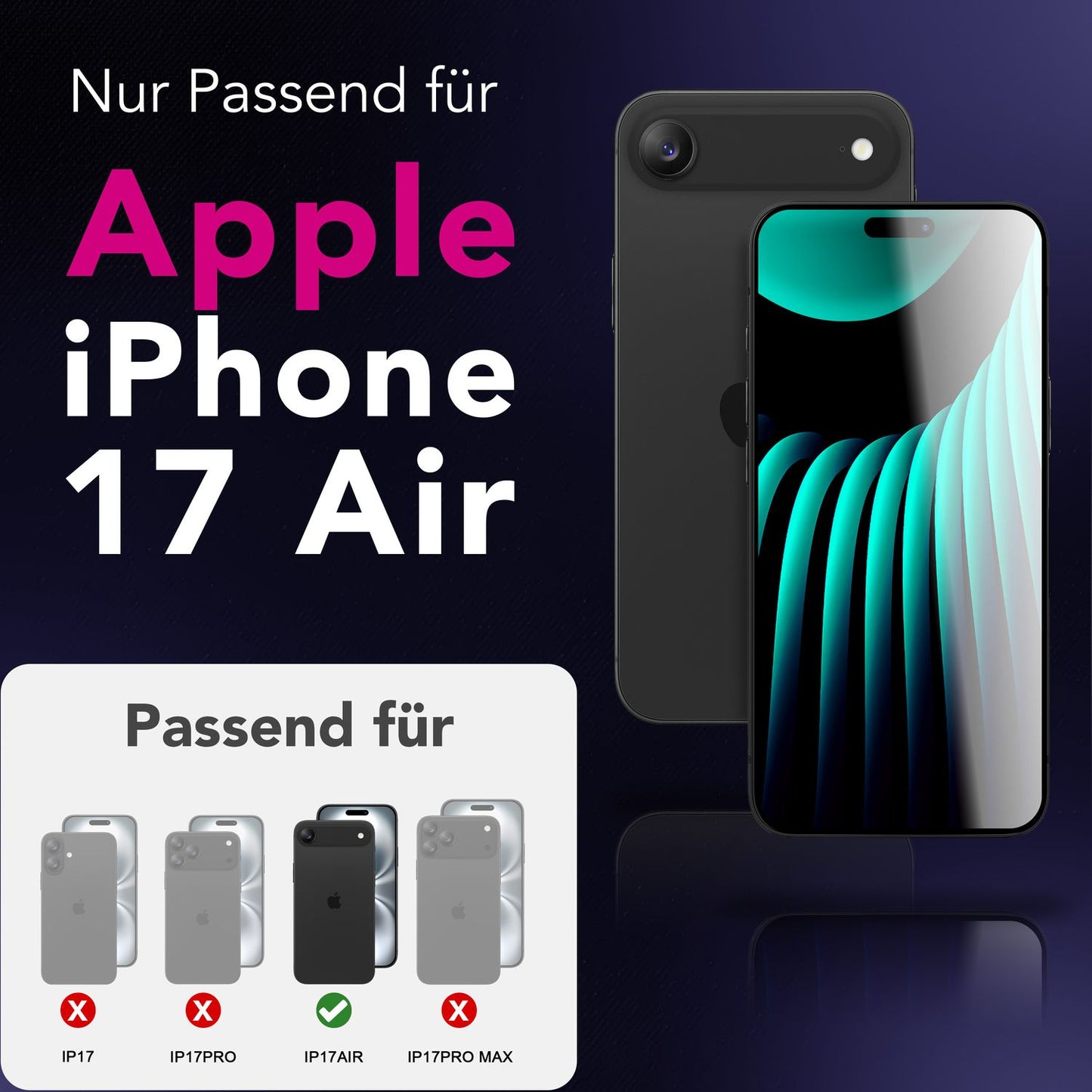 NALIA Berlin AntiSpyX Blickschutz Glas Für iPhone 17 Air - 9H Härte Oleophob Blasenfrei