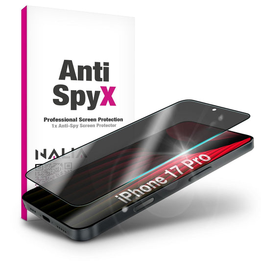 NALIA Berlin AntiSpyX Schutzglas - Diskreter Blickschutz 9H Härte Anti-Spy Case-Friendly Für iPhone 17 Pro
