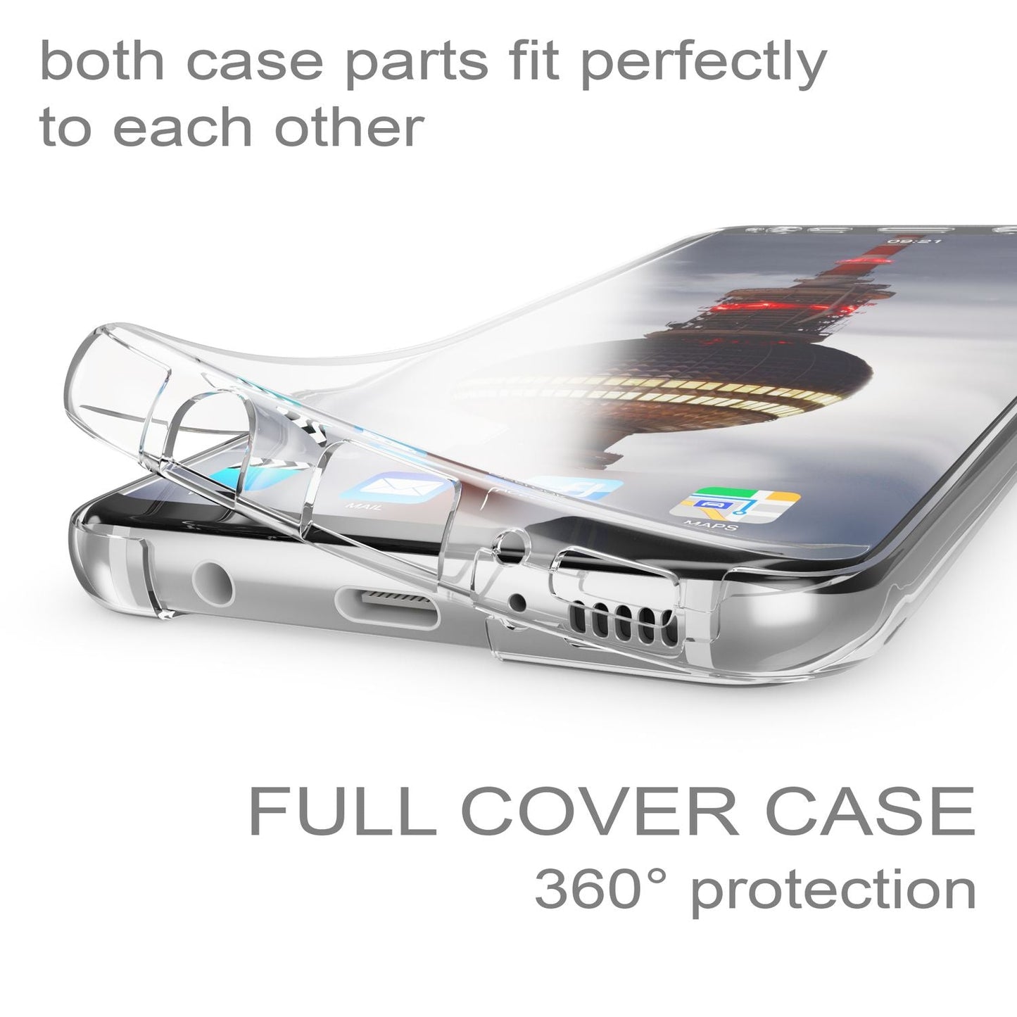 NALIA 360 Grad Hülle - Rundumschutz Für Galaxy S8 Dünn Transparent Silikon Case