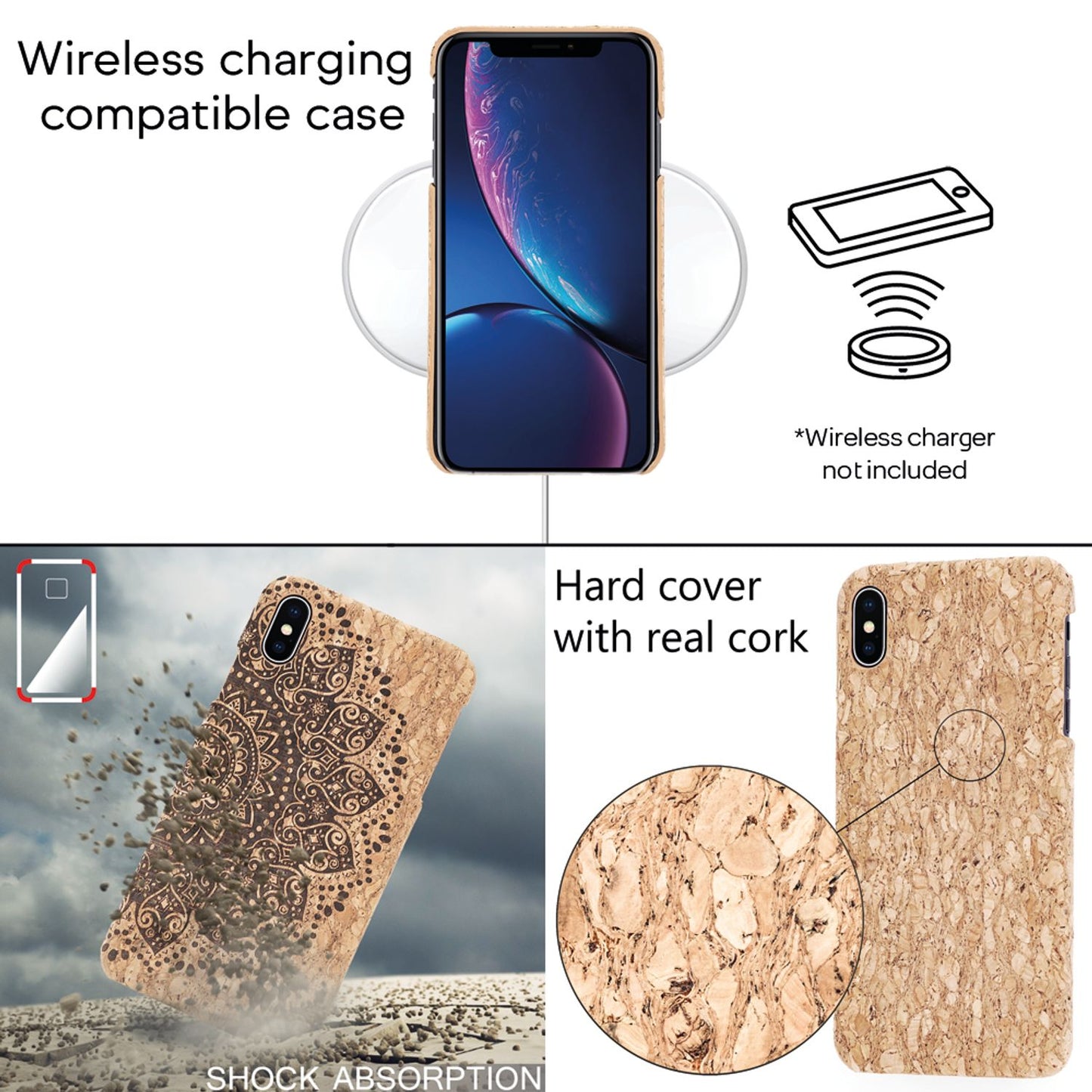 Husă NALIA din plută pentru iPhone X XS - Ultra-ușoară, aspect lemn, 0,8 mm