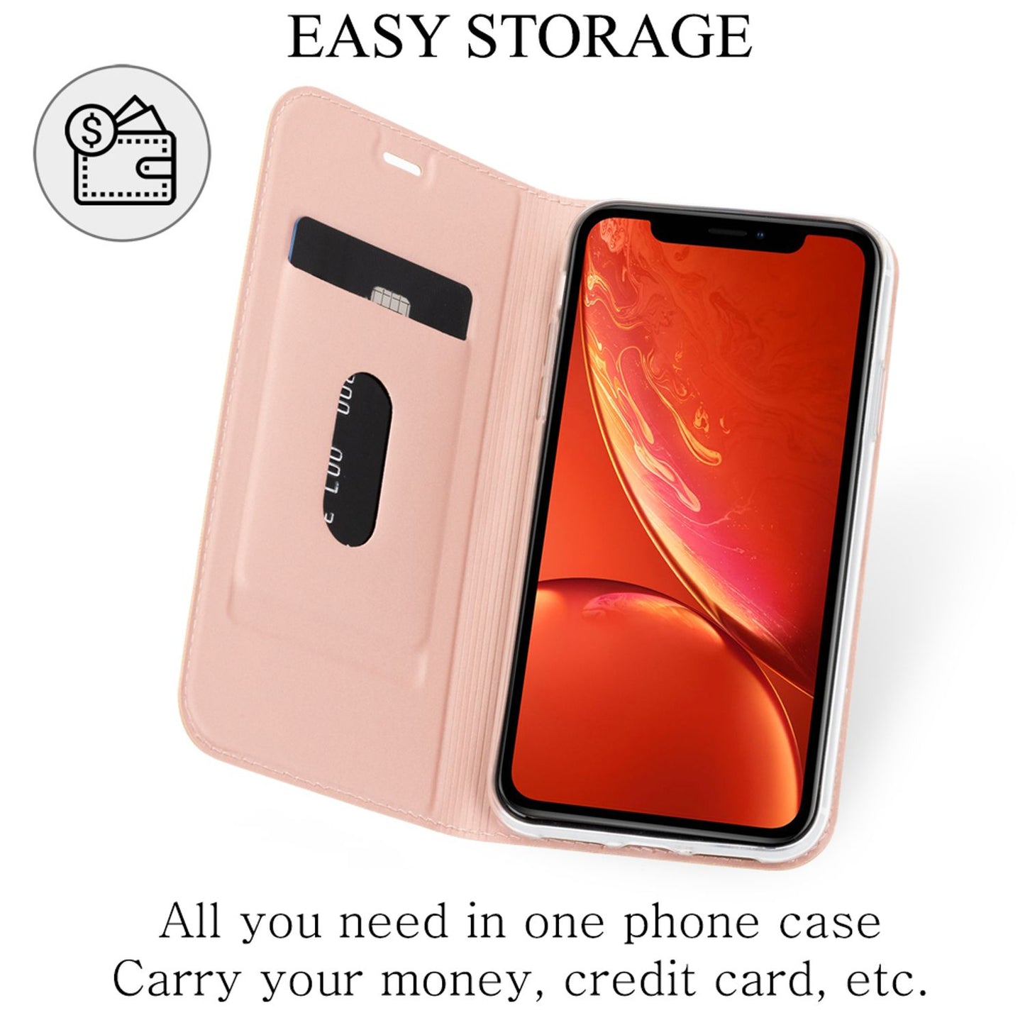 NALIA Flip Case für iPhone XR, Slim Schutz Cover Handy Hülle Tasche Bumper Etui
