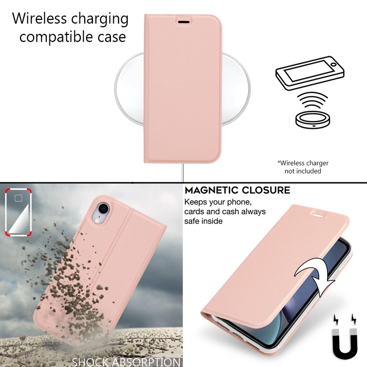 NALIA Flip Case für iPhone XR, Slim Schutz Cover Handy Hülle Tasche Bumper Etui