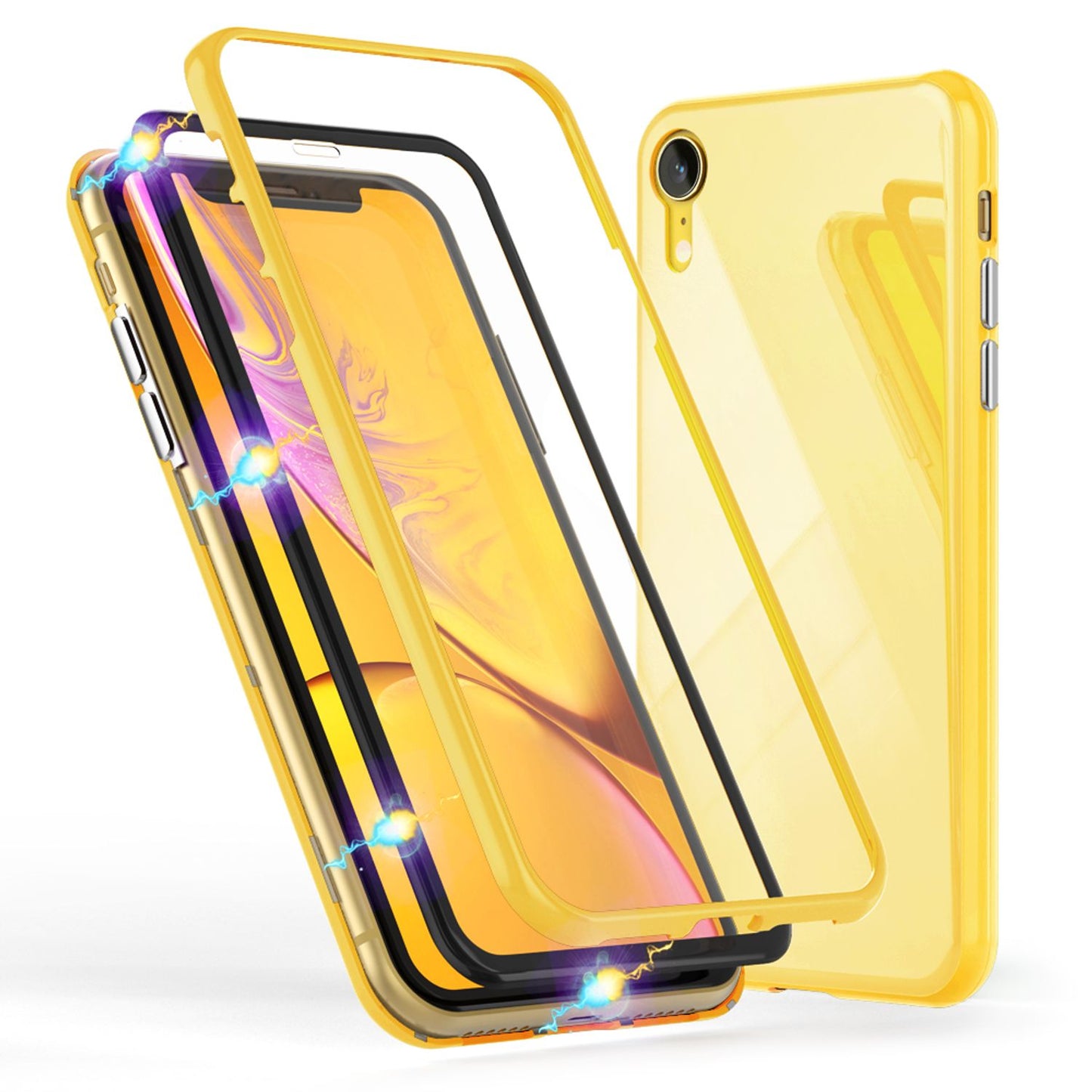 NALIA 360° Magnet Hülle für iPhone XR, Slim Hard Case Cover mit Display Schutz