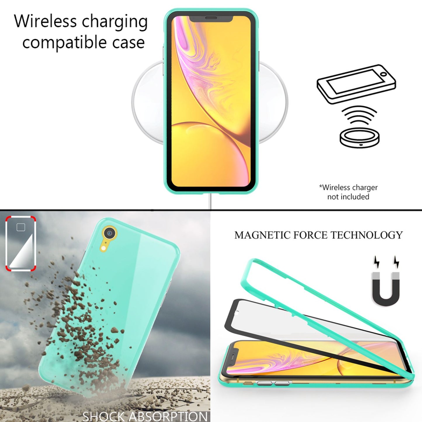 NALIA 360° Magnet Hülle für iPhone XR, Slim Hard Case Cover mit Display Schutz