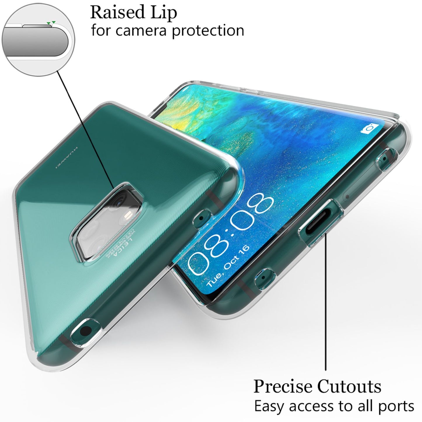 Husă de telefon NALIA pentru Huawei Mate20 Pro, husă subțire din silicon transparentă