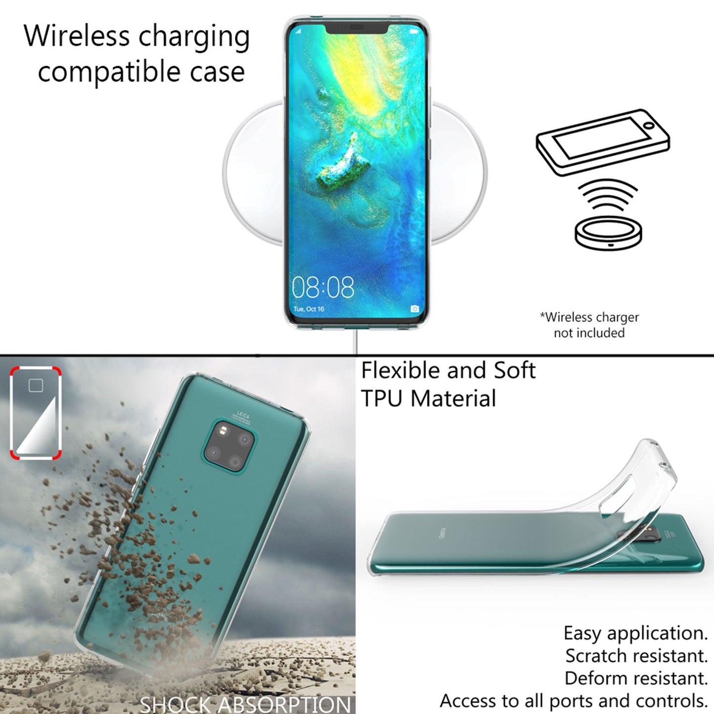 Husă de telefon NALIA pentru Huawei Mate20 Pro, husă subțire din silicon transparentă