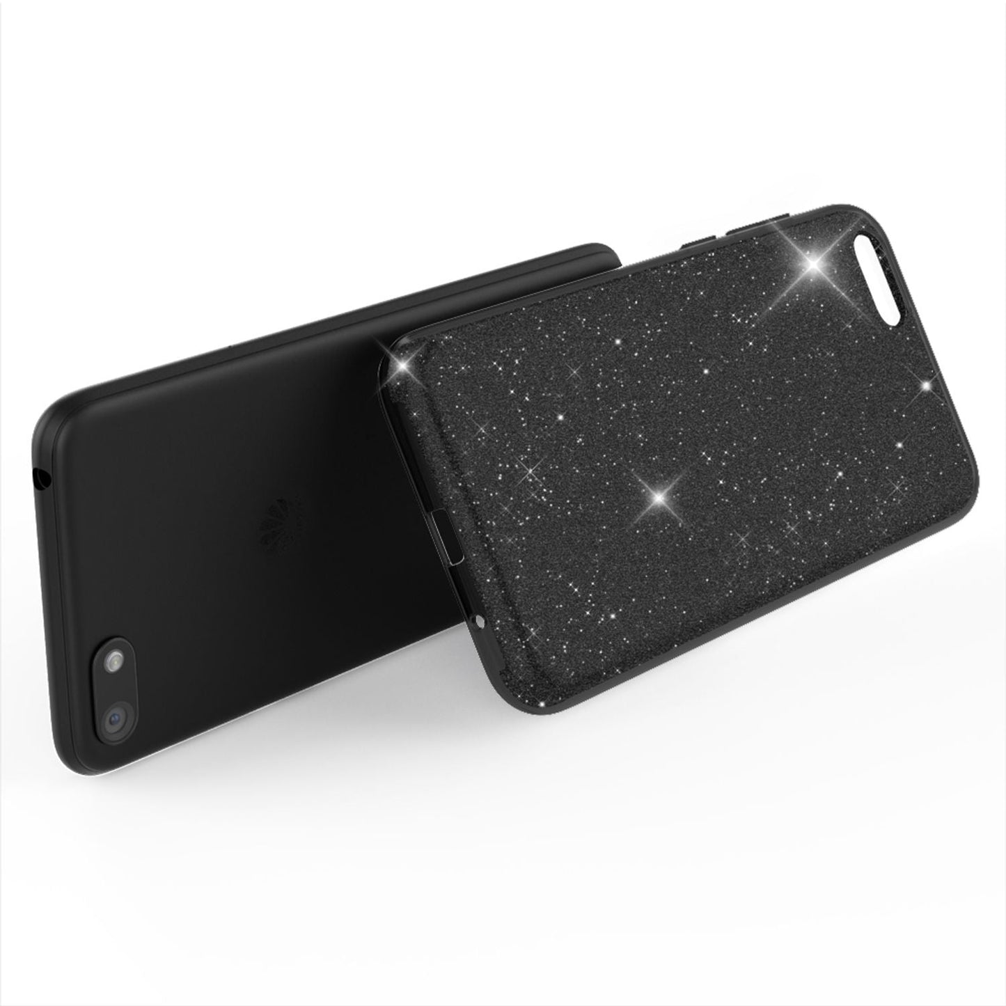 NALIA Handyhülle kompatibel mit Huawei Y5 2018, Glitzer Case Back Bling Cover