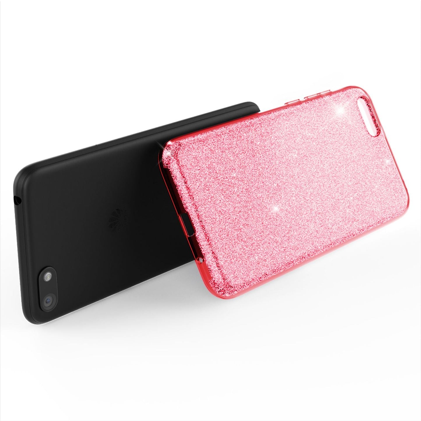 NALIA Handyhülle kompatibel mit Huawei Y5 2018, Glitzer Case Back Bling Cover