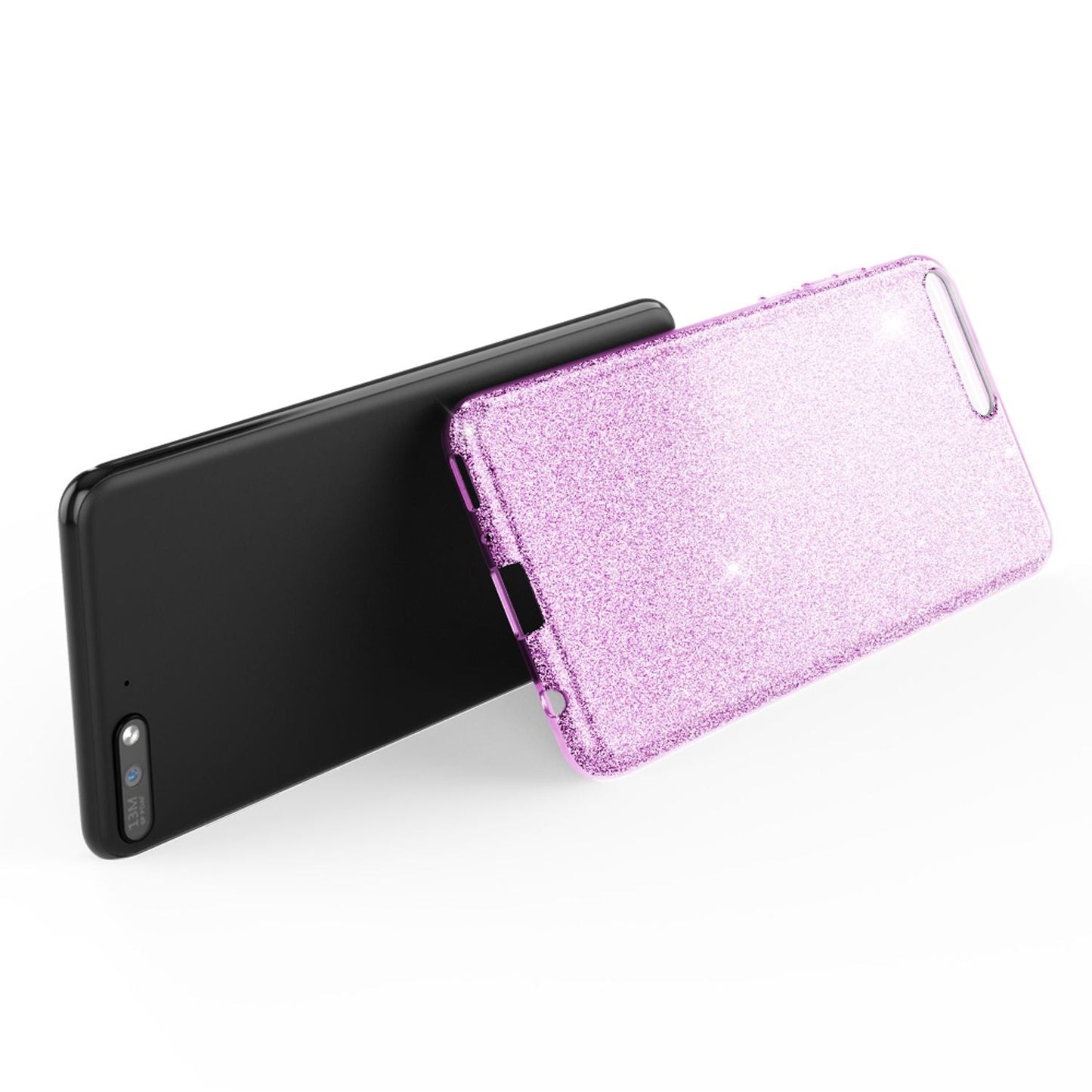 NALIA Handyhülle kompatibel mit Huawei Y6 2018, Glitzer Silikon Case Back Cover