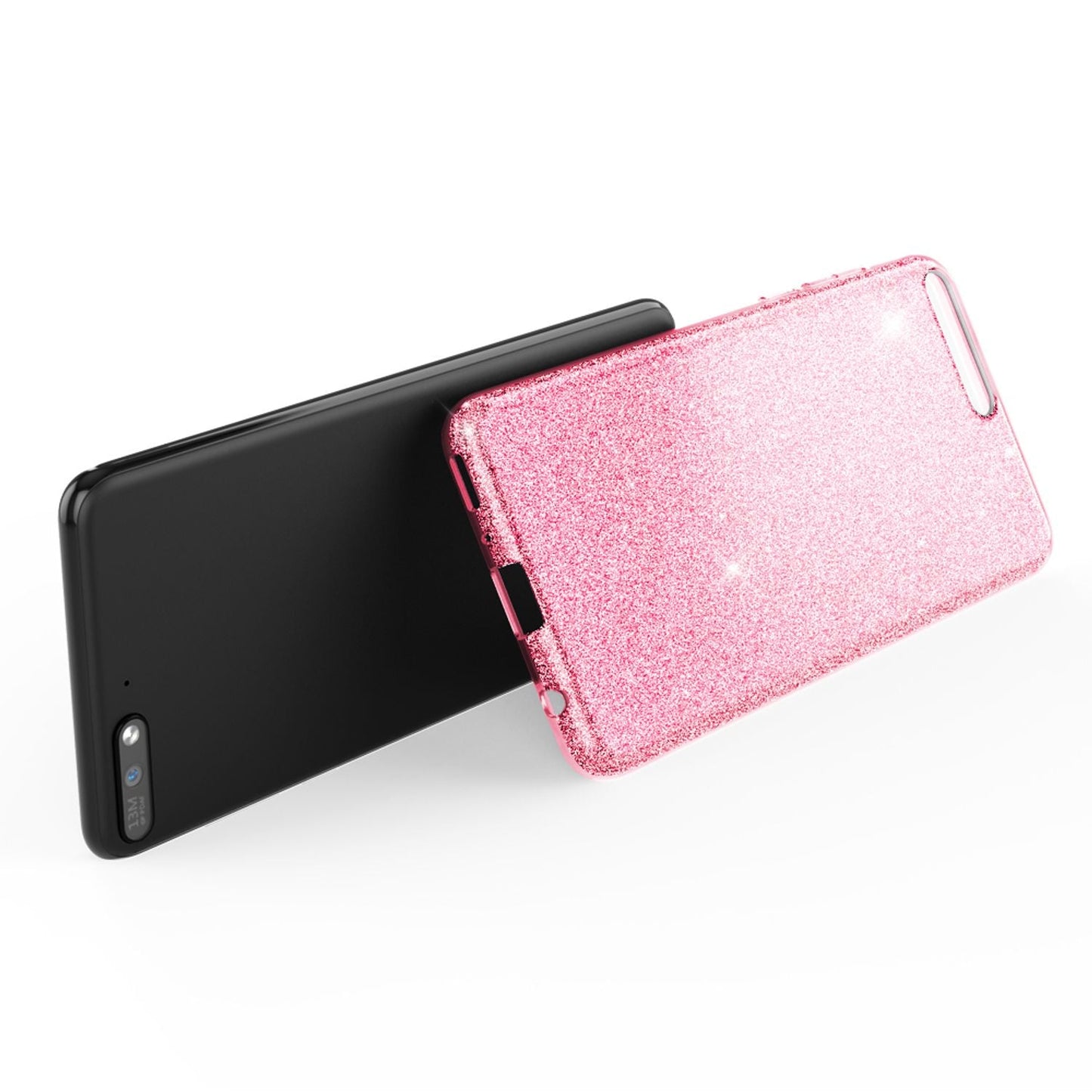 NALIA Handyhülle kompatibel mit Huawei Y6 2018, Glitzer Silikon Case Back Cover