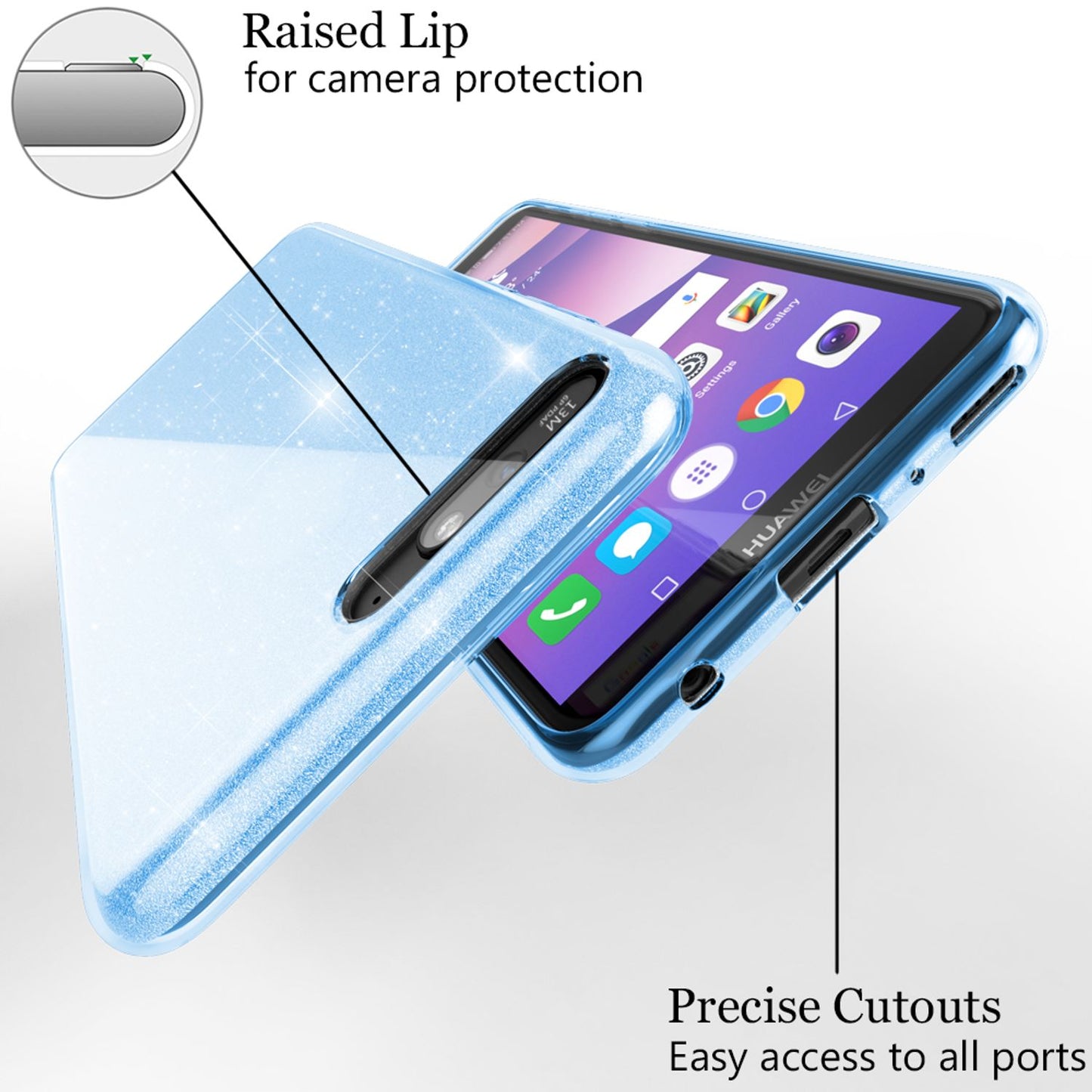 NALIA Handyhülle kompatibel mit Huawei Y6 2018, Glitzer Silikon Case Back Cover