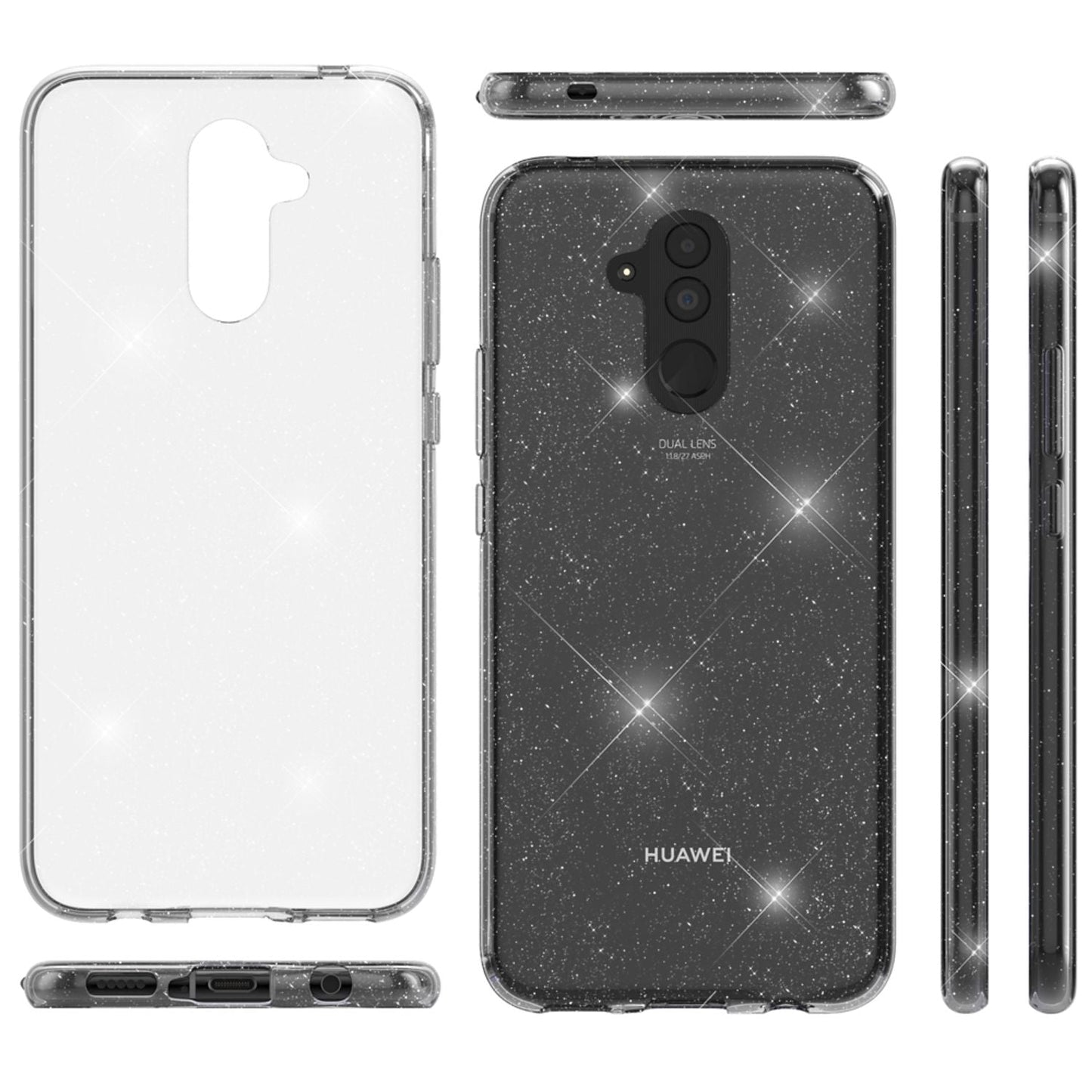 NALIA Glitter Hülle kompatibel mit Huawei Mate20 Lite Glitzer Silikon Case Cover