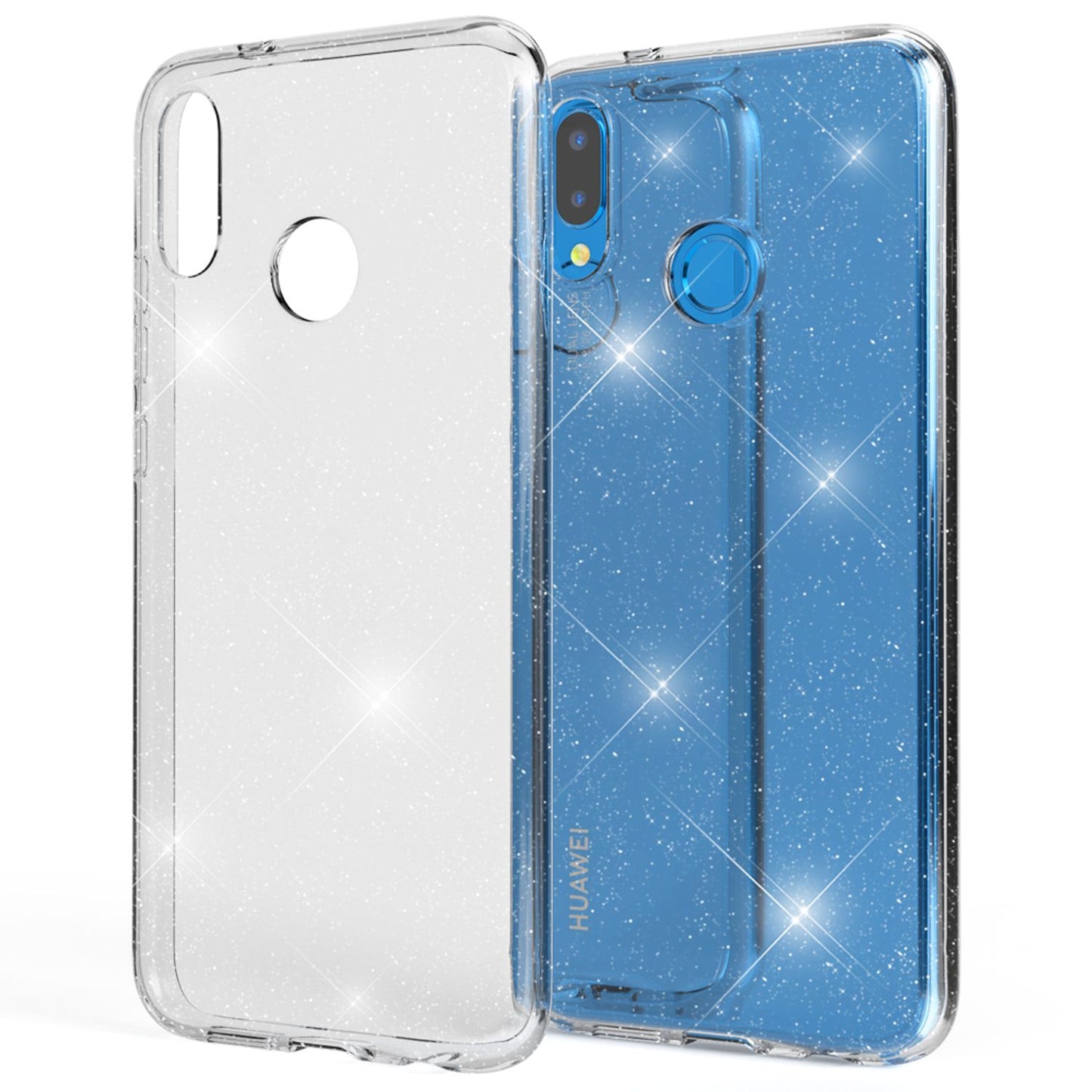 NALIA Glitter Hülle kompatibel mit Huawei P20 Lite Glitzer Handyhülle Case Cover