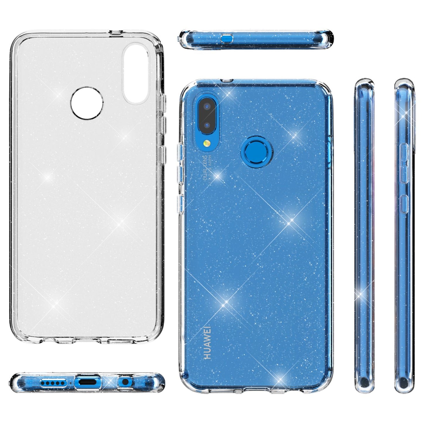NALIA Glitter Hülle kompatibel mit Huawei P20 Lite Glitzer Handyhülle Case Cover