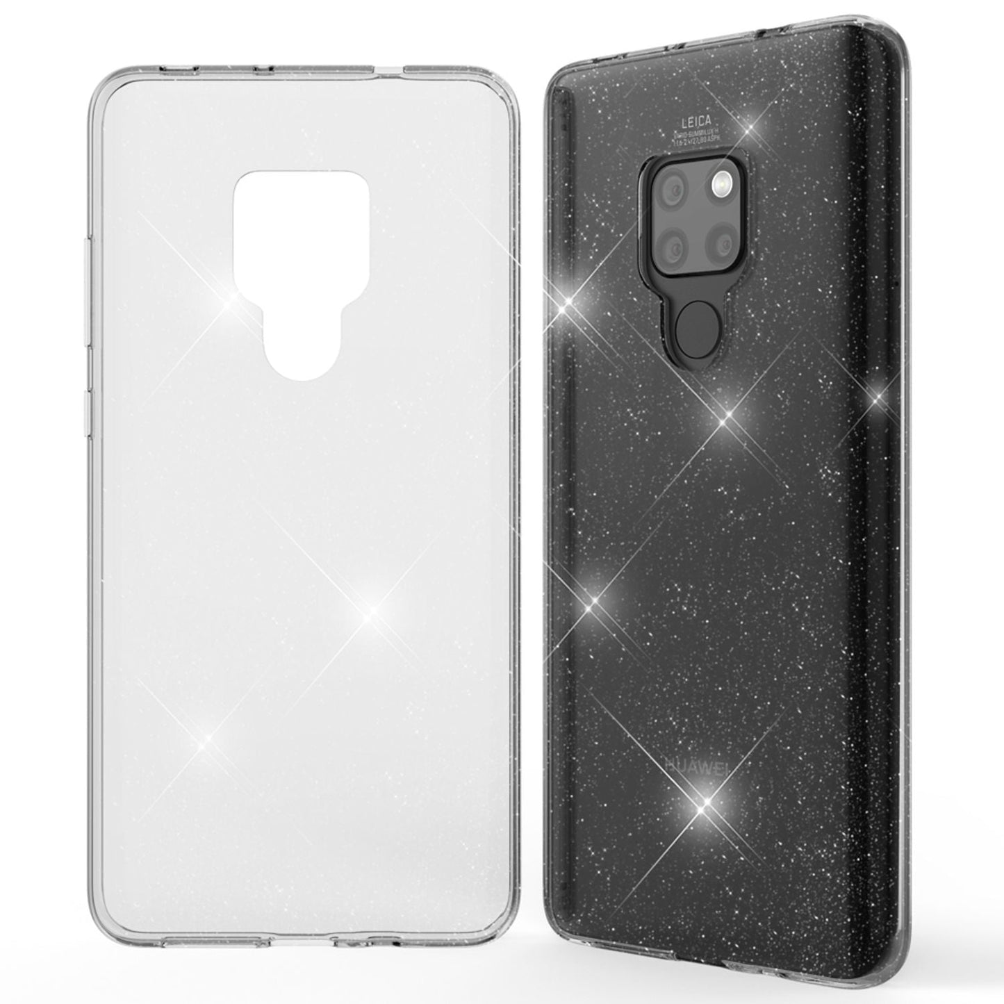 NALIA Glitter Hülle kompatibel mit Huawei Mate20, Glitzer Silikon Case Cover