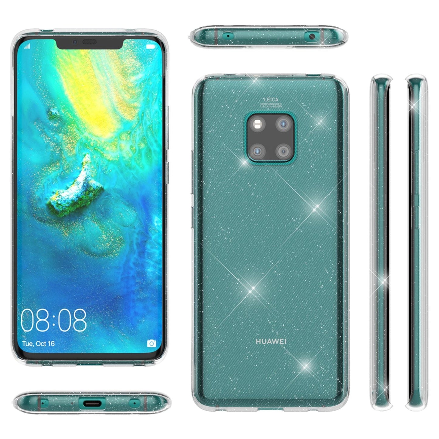 NALIA Glitter Hülle kompatibel mit Huawei Mate20 Pro, Glitzer Handyhülle Case
