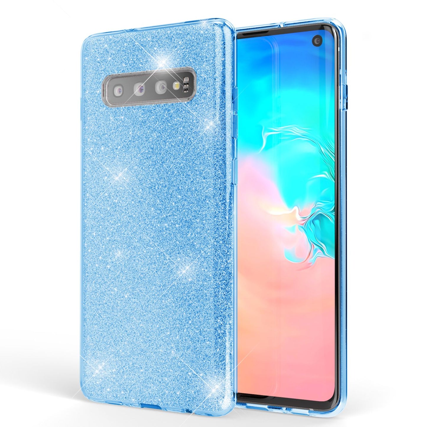 NALIA Hülle kompatibel mit Samsung Galaxy S10, Glitzer Slim Case Back Cover Etui