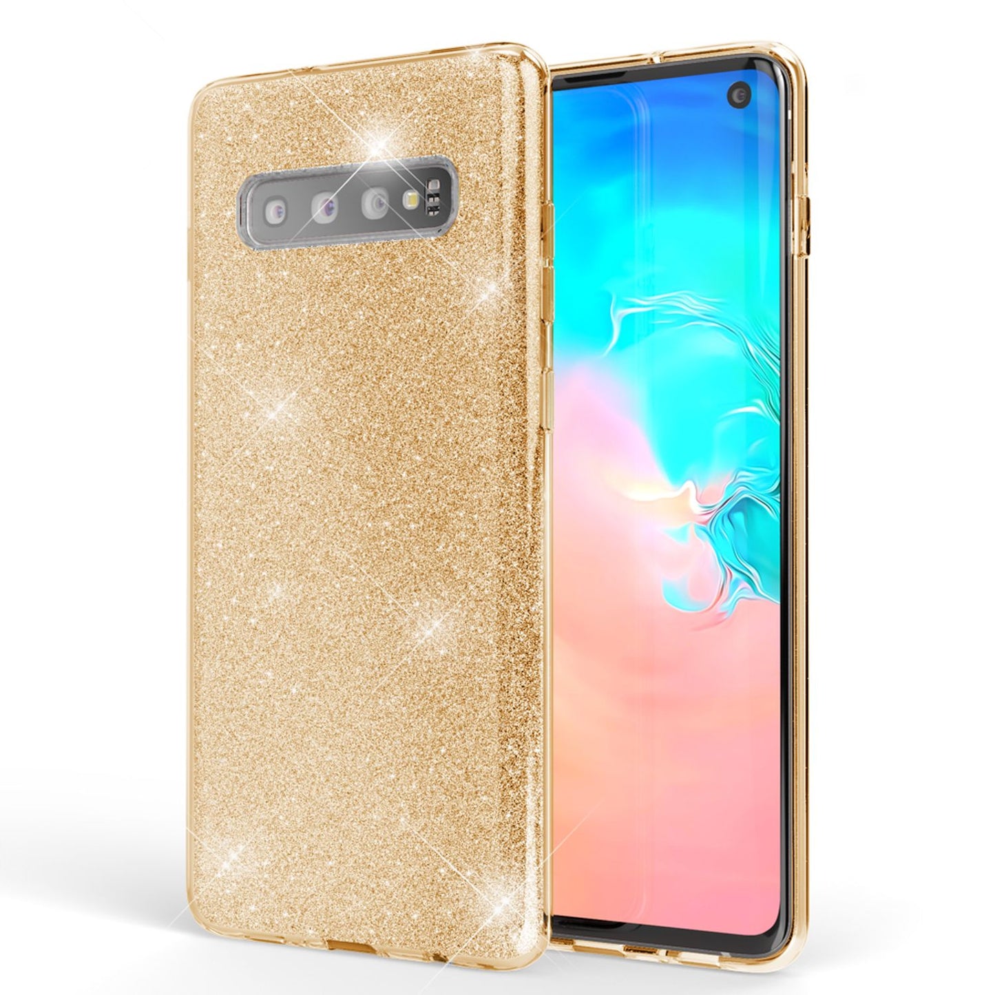 NALIA Hülle kompatibel mit Samsung Galaxy S10, Glitzer Slim Case Back Cover Etui