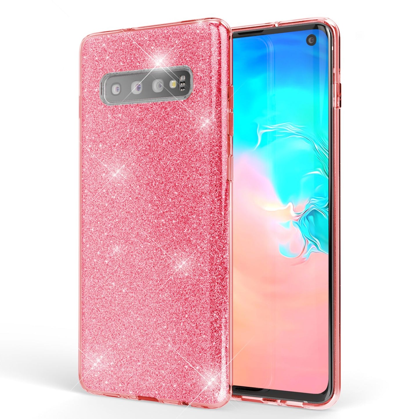 NALIA Hülle kompatibel mit Samsung Galaxy S10, Glitzer Slim Case Back Cover Etui