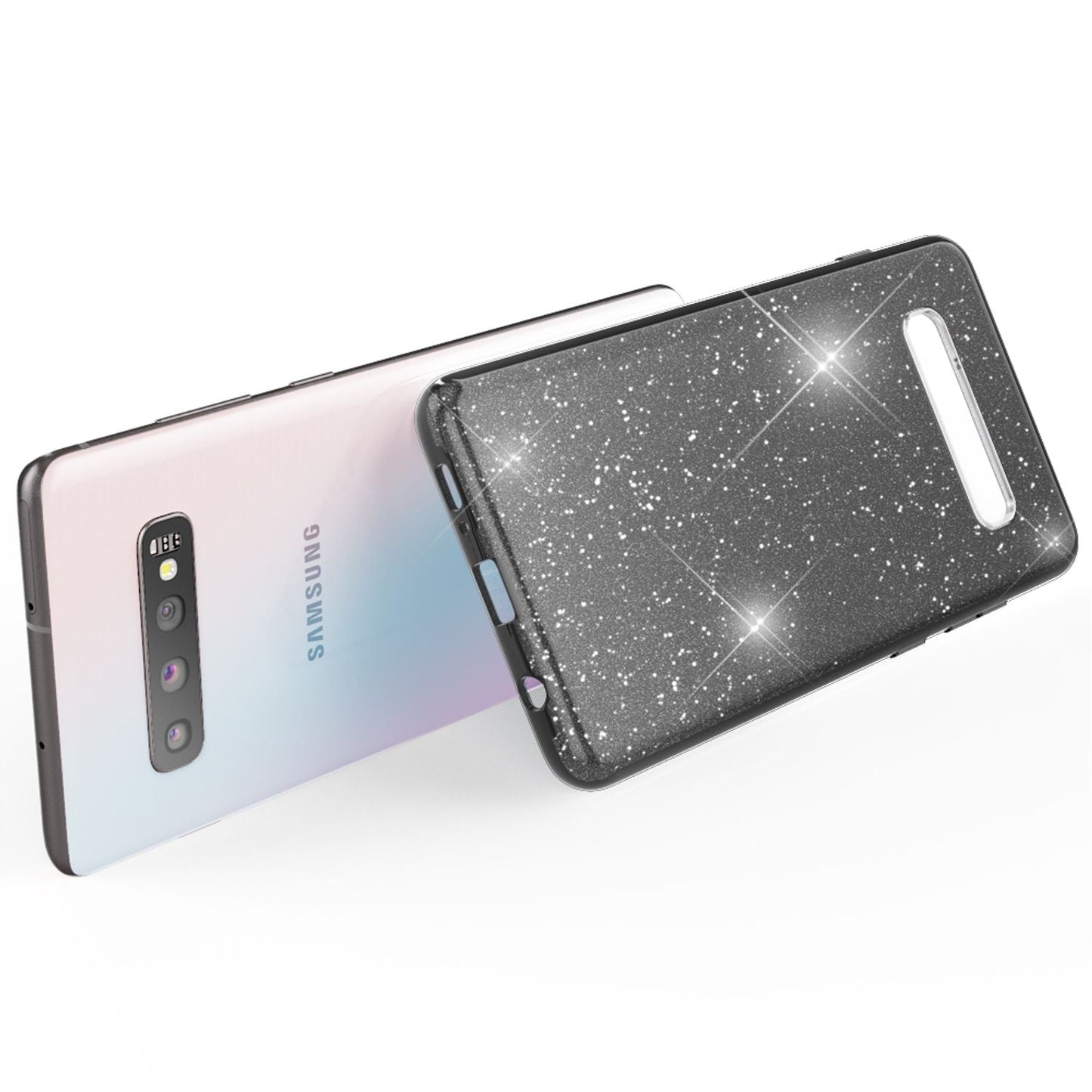 NALIA Hülle kompatibel mit Samsung Galaxy S10, Glitzer Slim Case Back Cover Etui