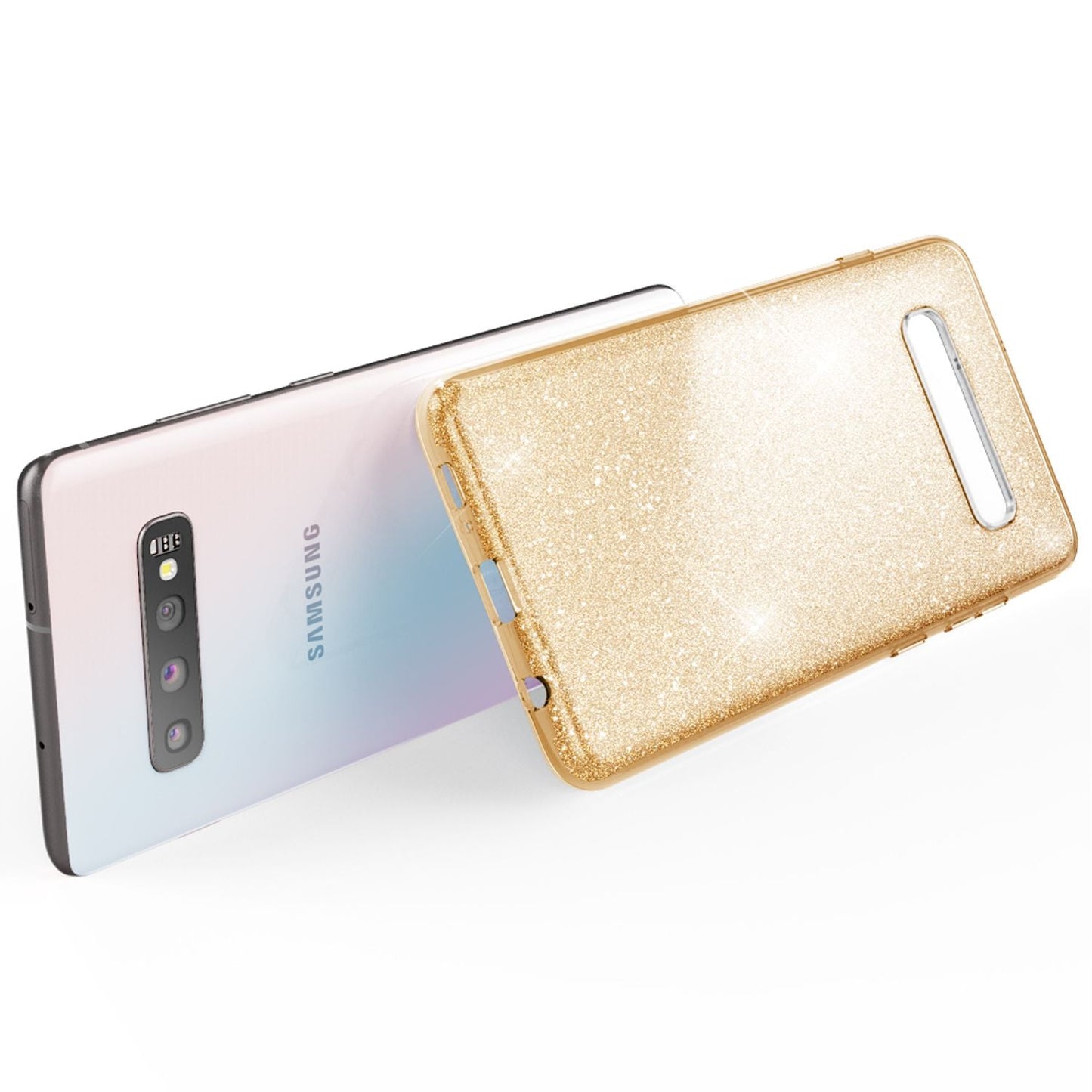 NALIA Hülle kompatibel mit Samsung Galaxy S10, Glitzer Slim Case Back Cover Etui