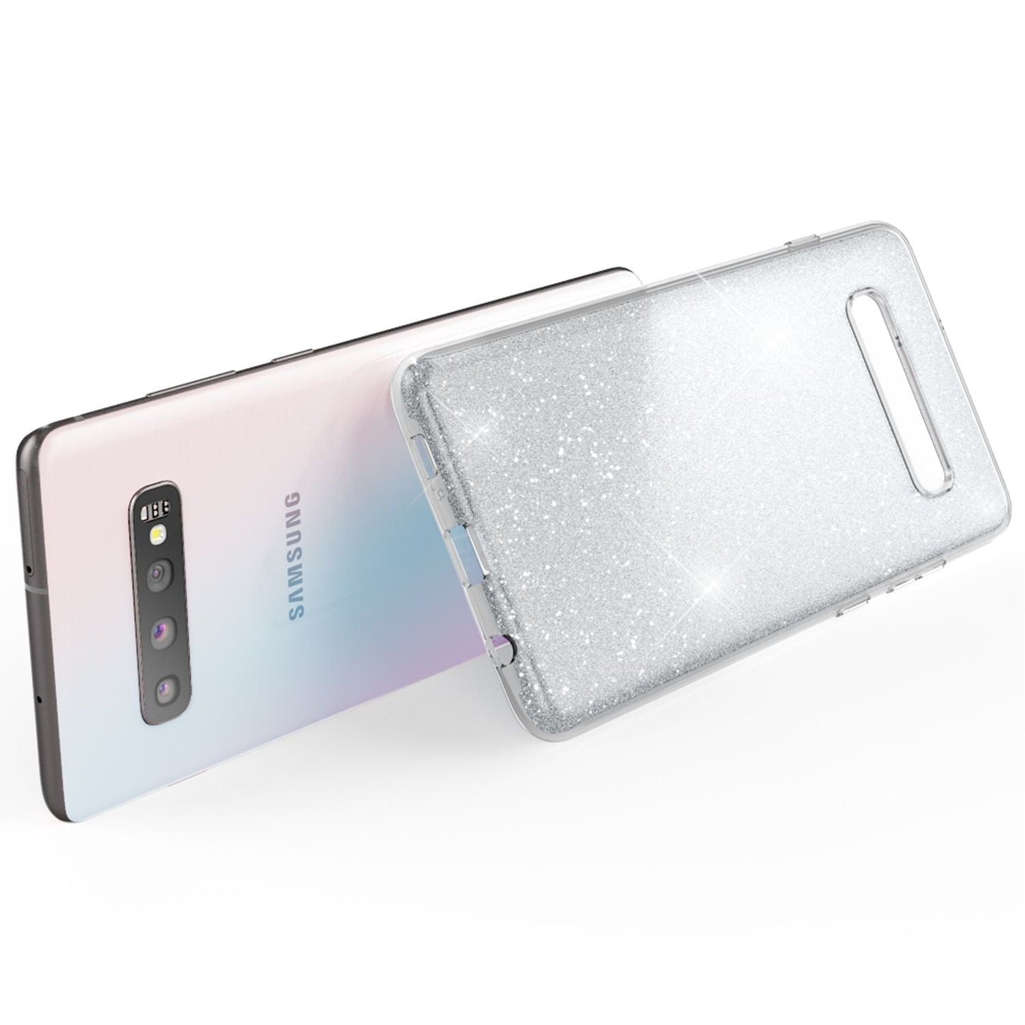 NALIA Hülle kompatibel mit Samsung Galaxy S10, Glitzer Slim Case Back Cover Etui