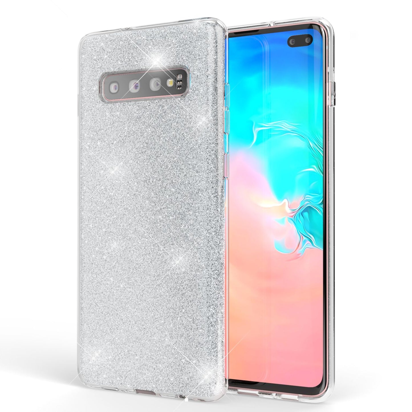 NALIA Hülle kompatibel mit Samsung Galaxy S10 Plus, Glitzer Handy Hülle Cover