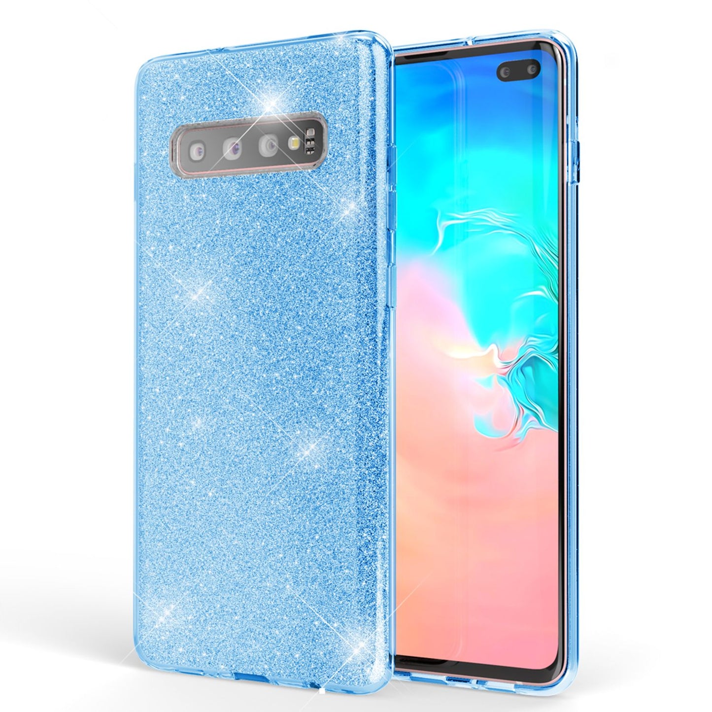 NALIA Hülle kompatibel mit Samsung Galaxy S10 Plus, Glitzer Handy Hülle Cover